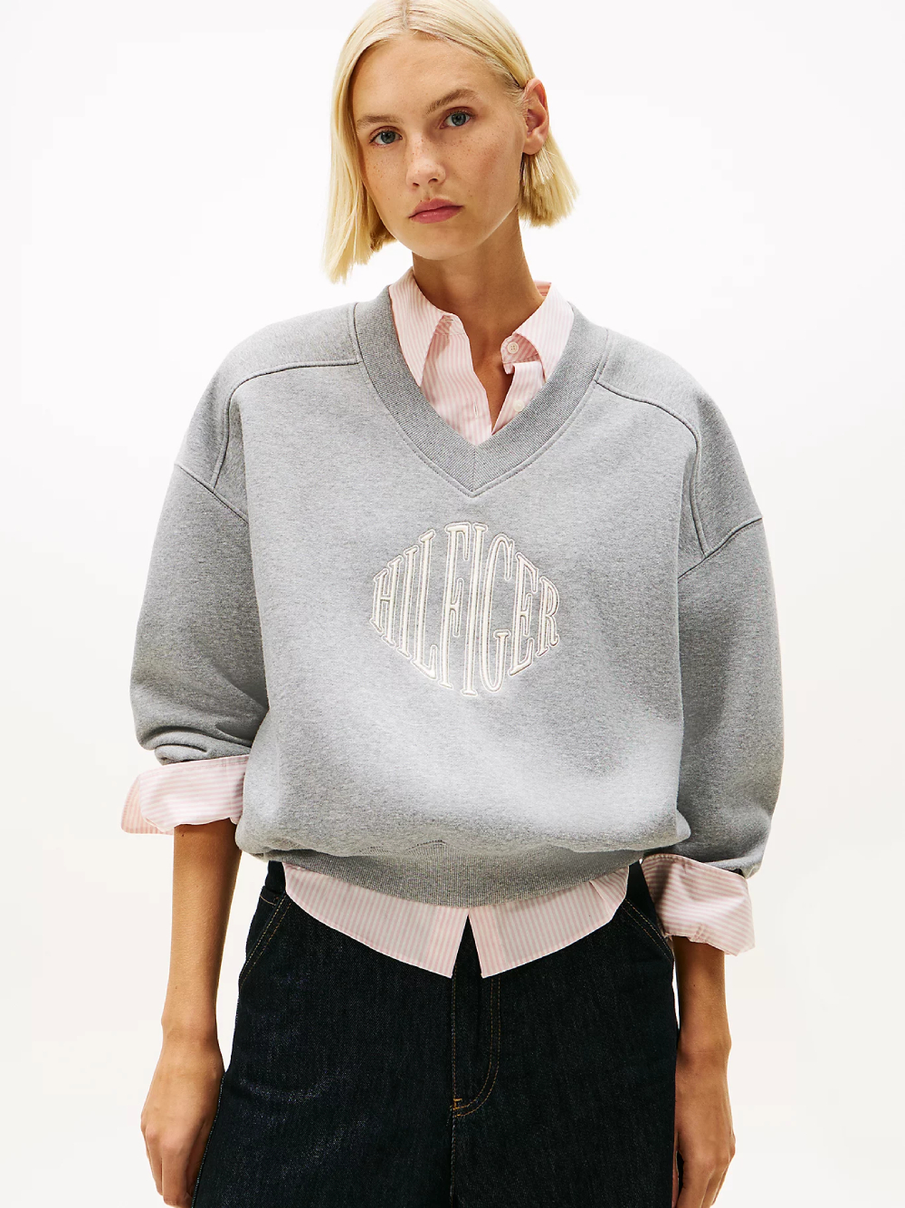 detail Tommy Hilfiger dámska šedá mikina