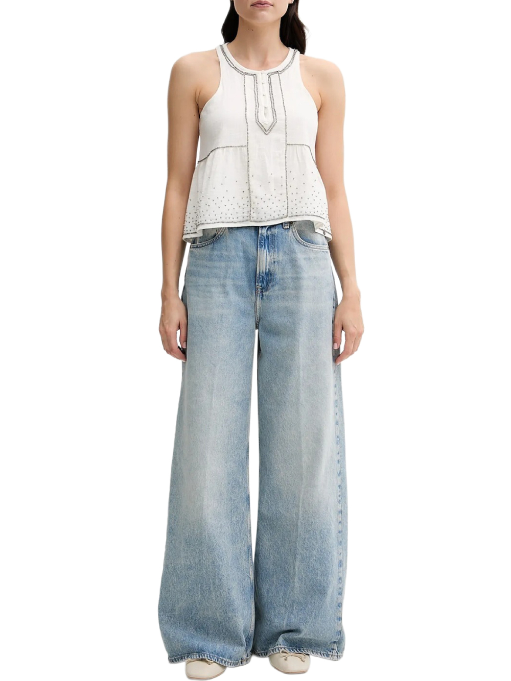 detail Pepe Jeans dámsky biely top