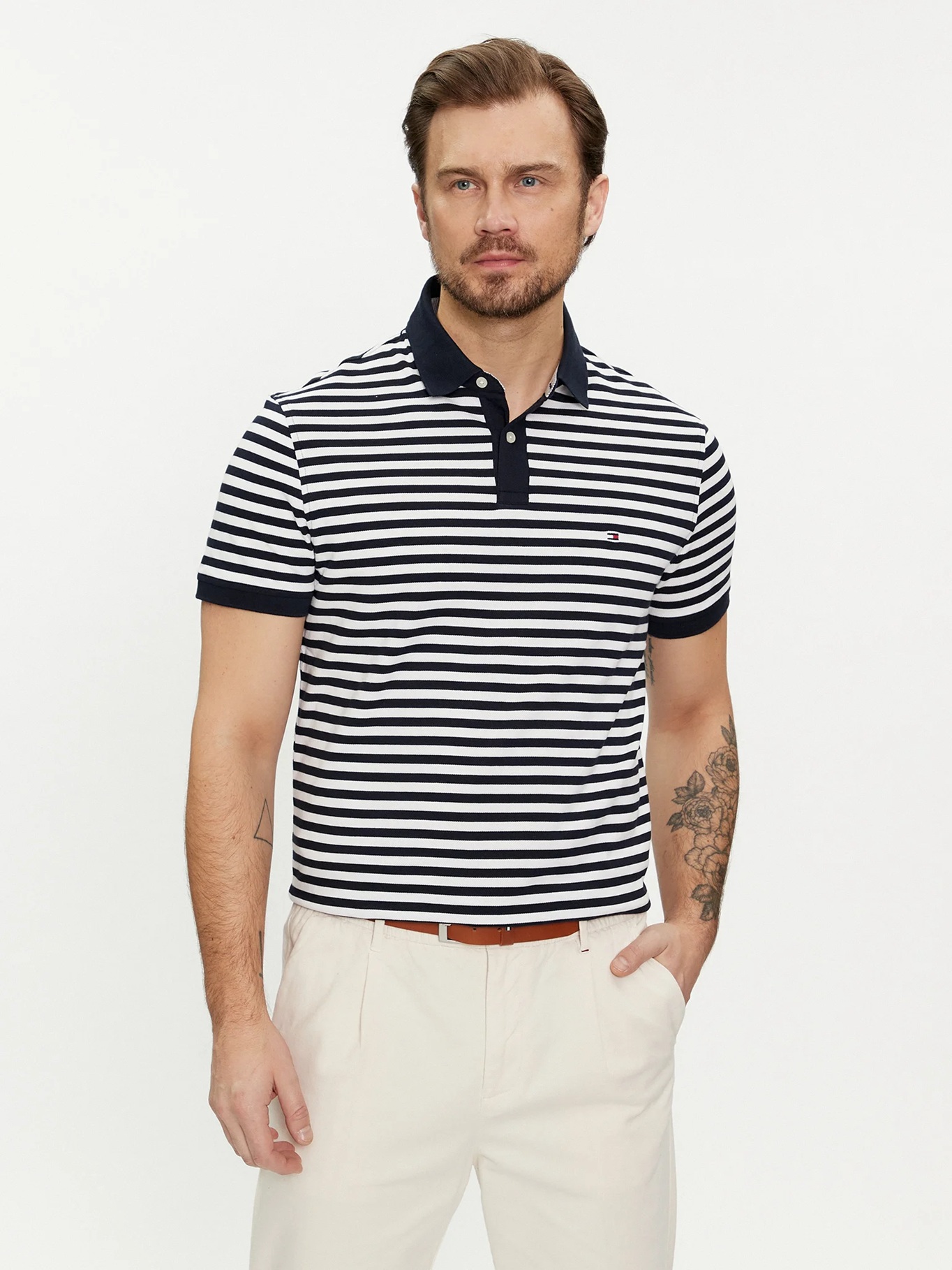 detail Tommy Hilfiger pánske pruhované polo tričko