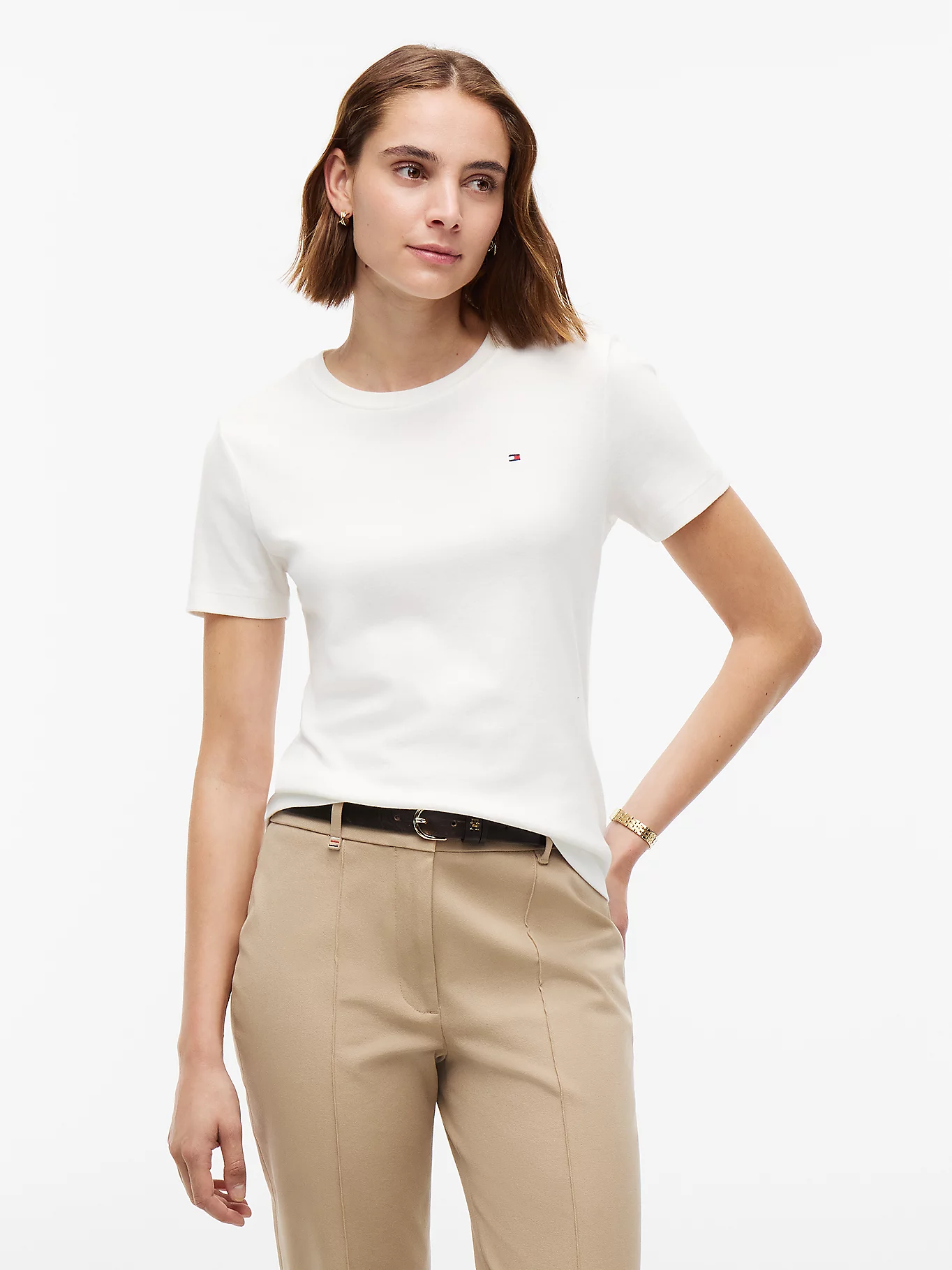 detail Tommy Hilfiger dámske biele tričko