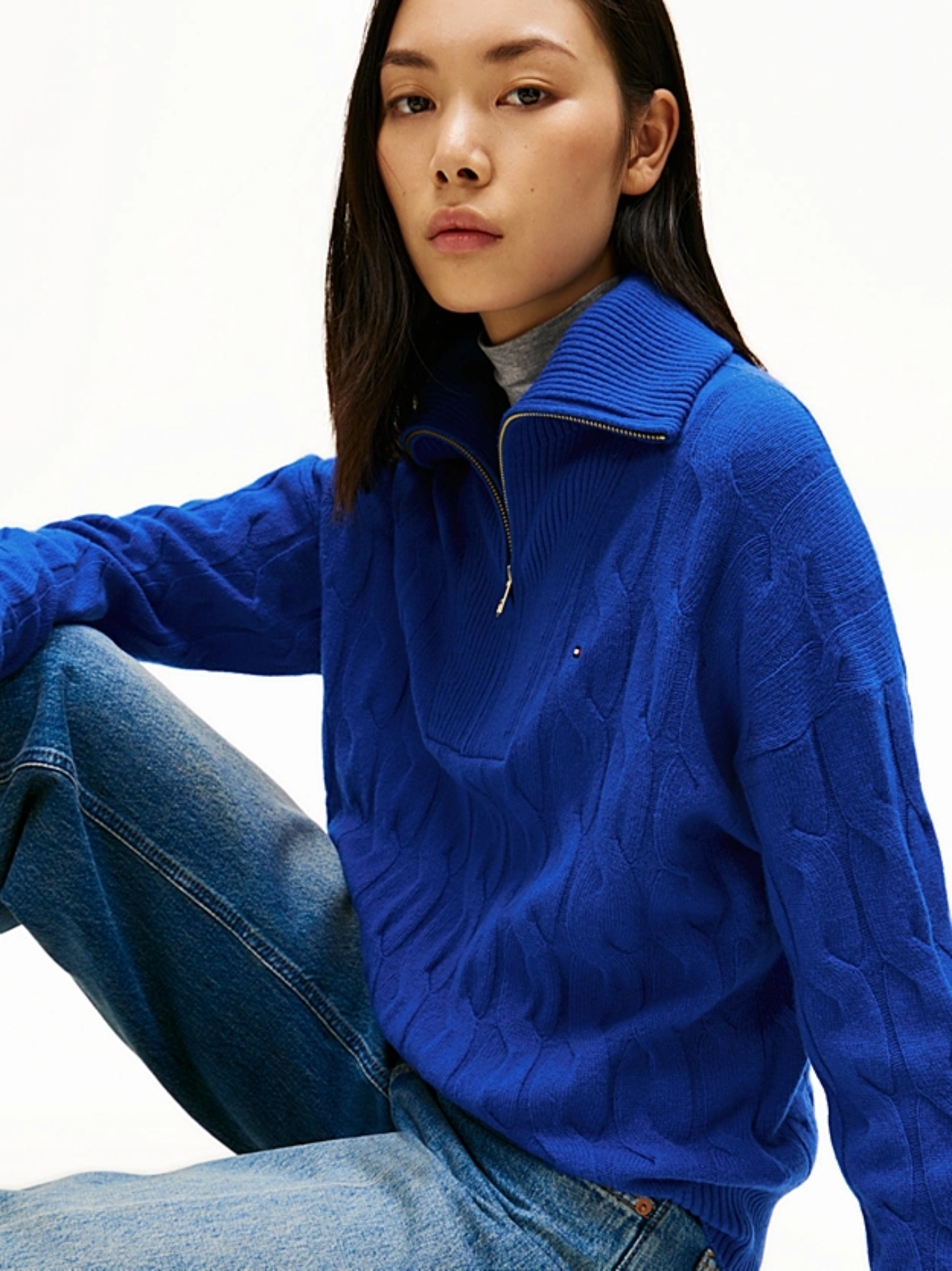 detail SOFT WOOL CABLE 1/2 ZIP LS SWT