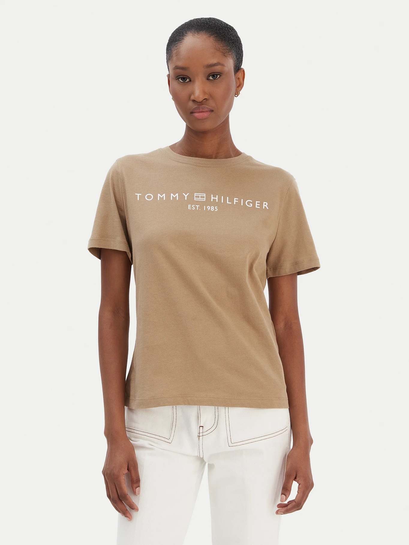 detail Tommy Hilfiger dámske béžové tričko