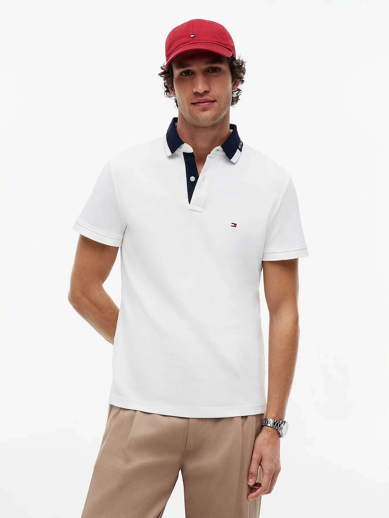 detail Tommy Hilfiger pánske biele polo tričko
