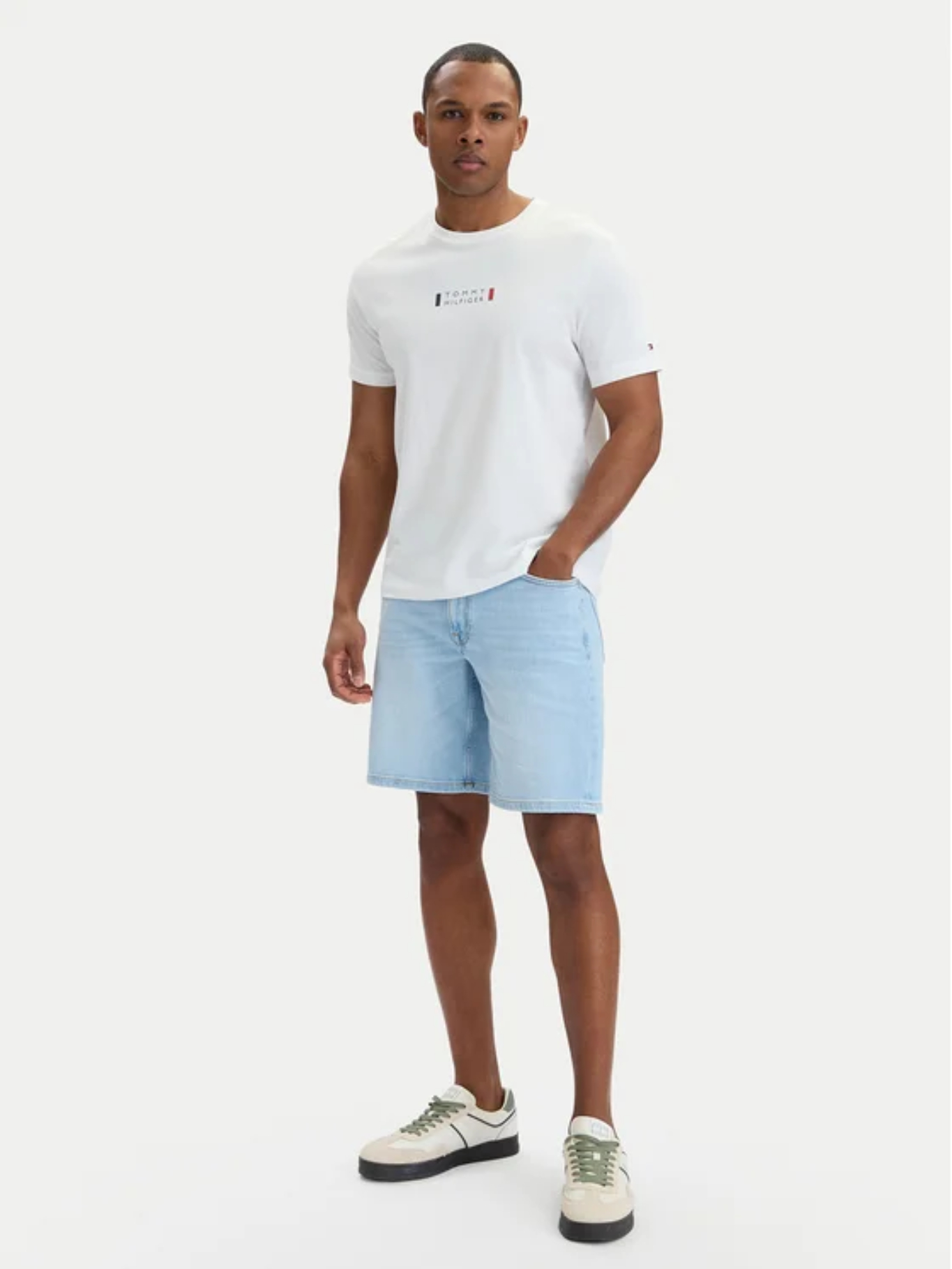 detail Tommy Hilfiger pánske svetlo modré šortky