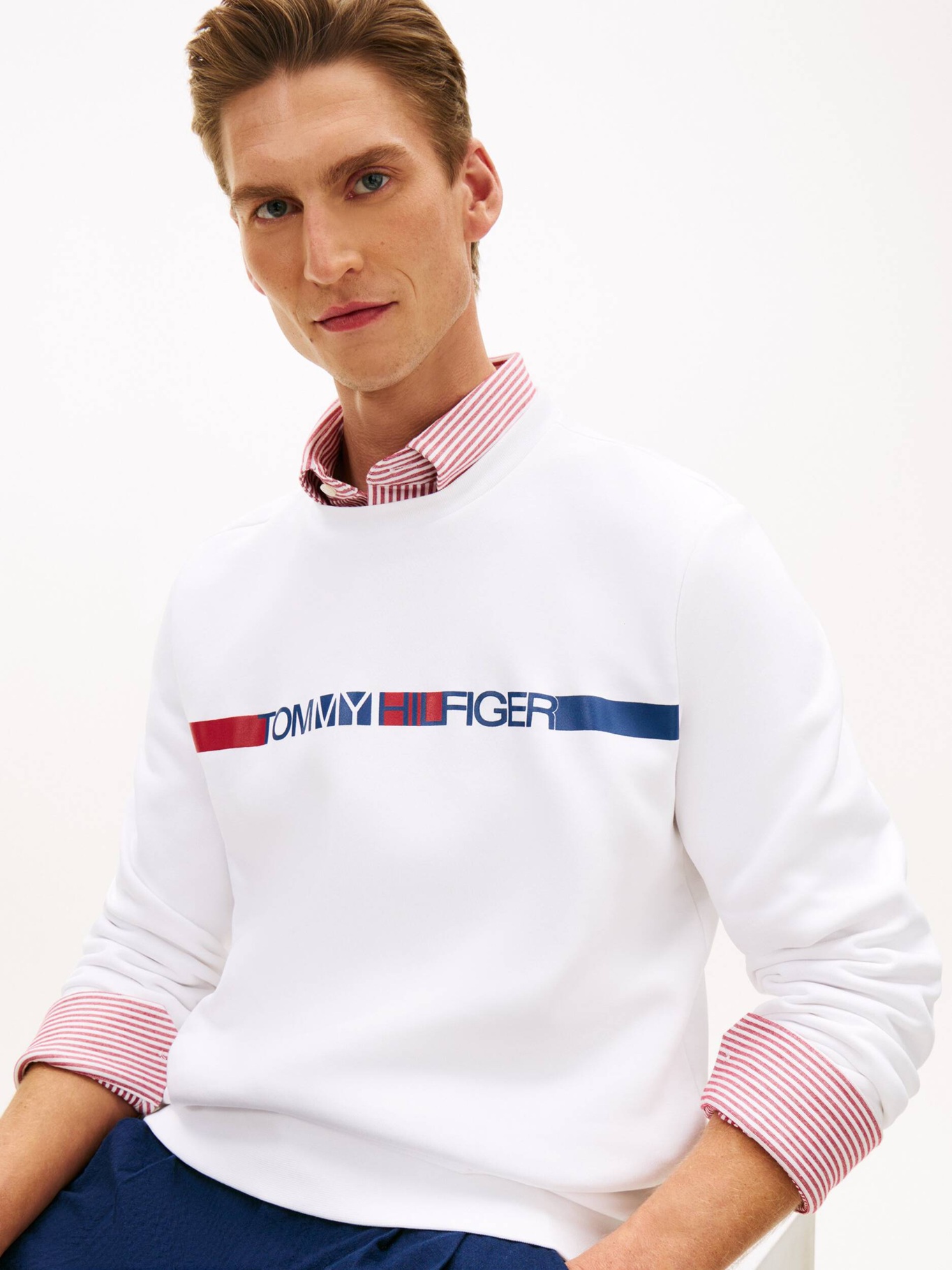 detail Tommy Hilfiger pánska biela mikina