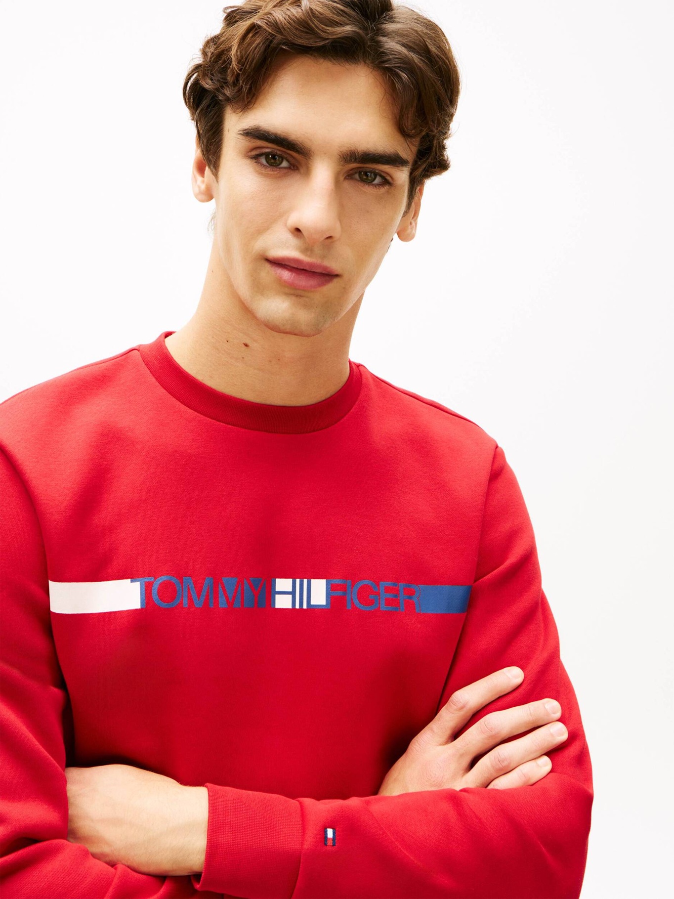 detail Tommy Hilfiger pánska červená mikina