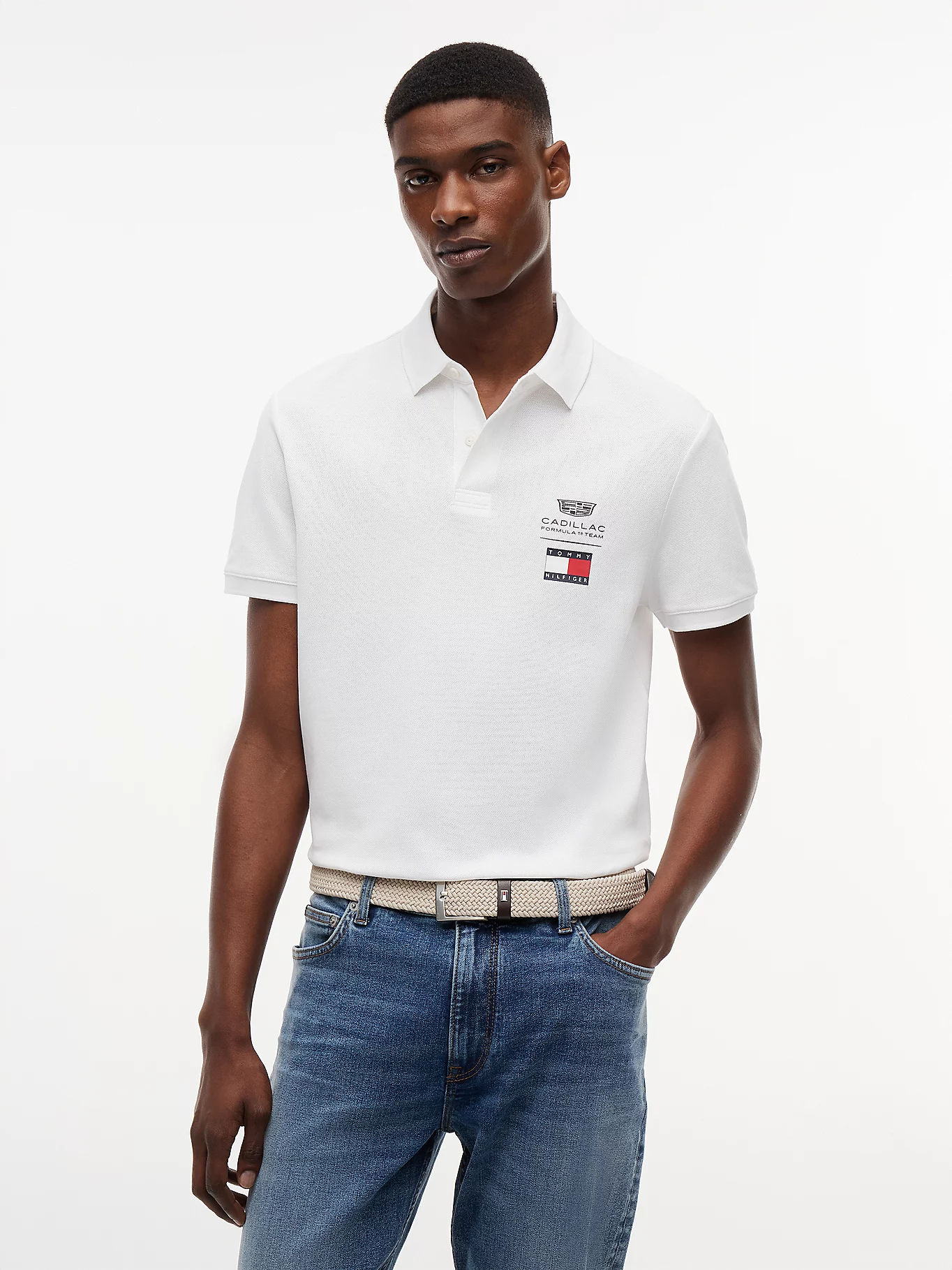 detail Tommy Hilfiger pánske biele polo tričko