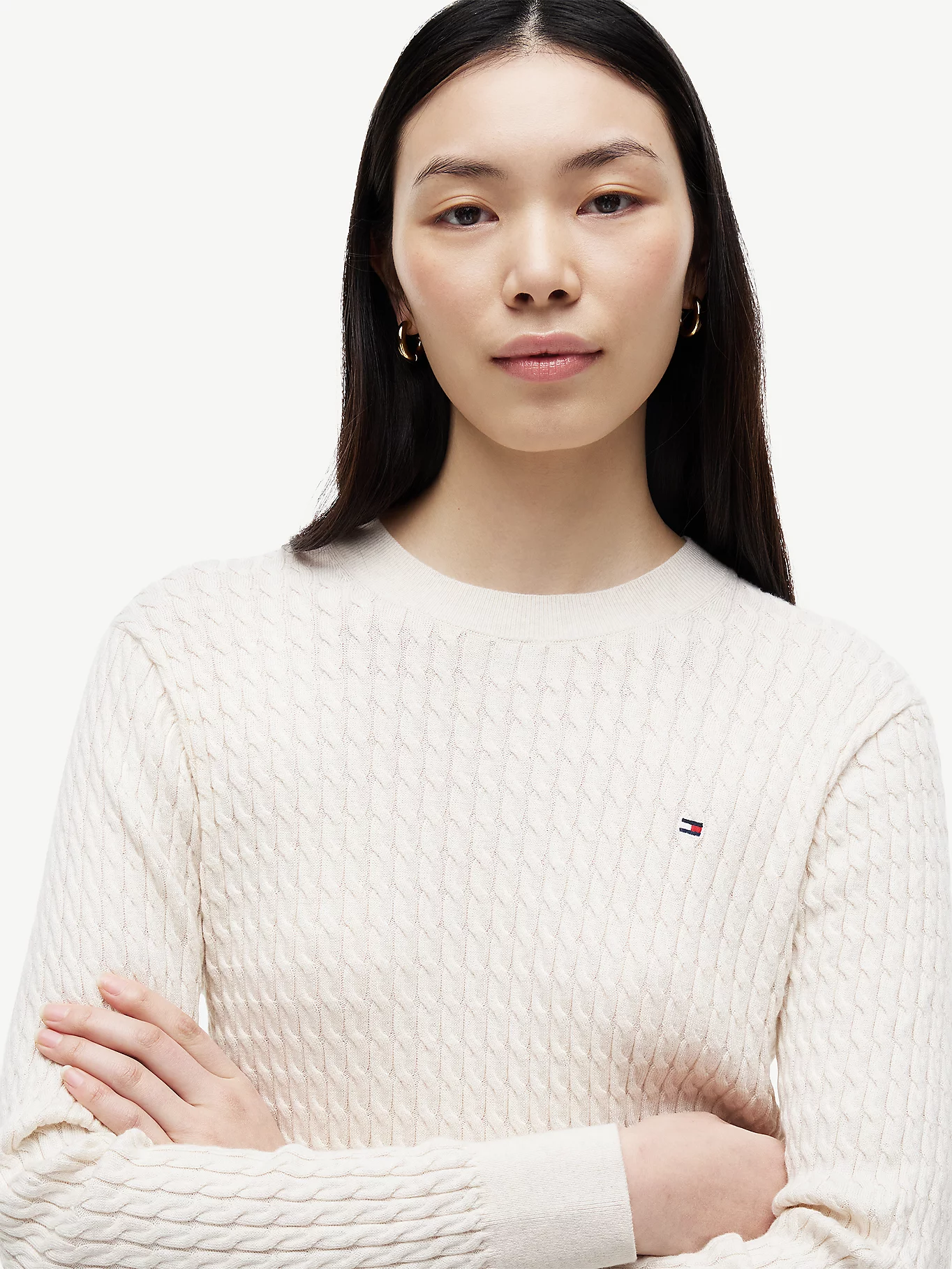 detail Tommy Hilfiger dámsky béžový sveter