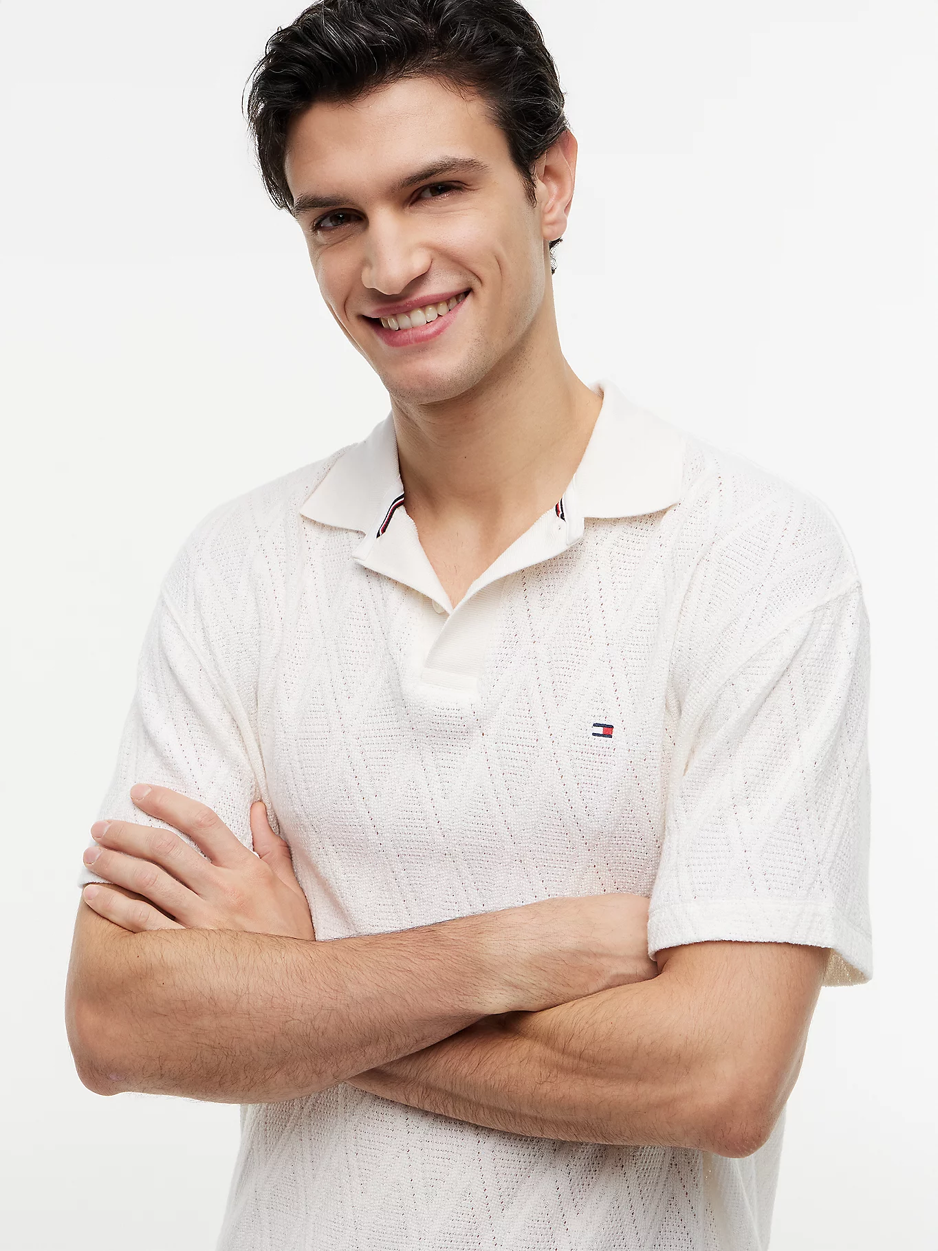 detail Tommy Hilfiger pánske krémové polo tričko