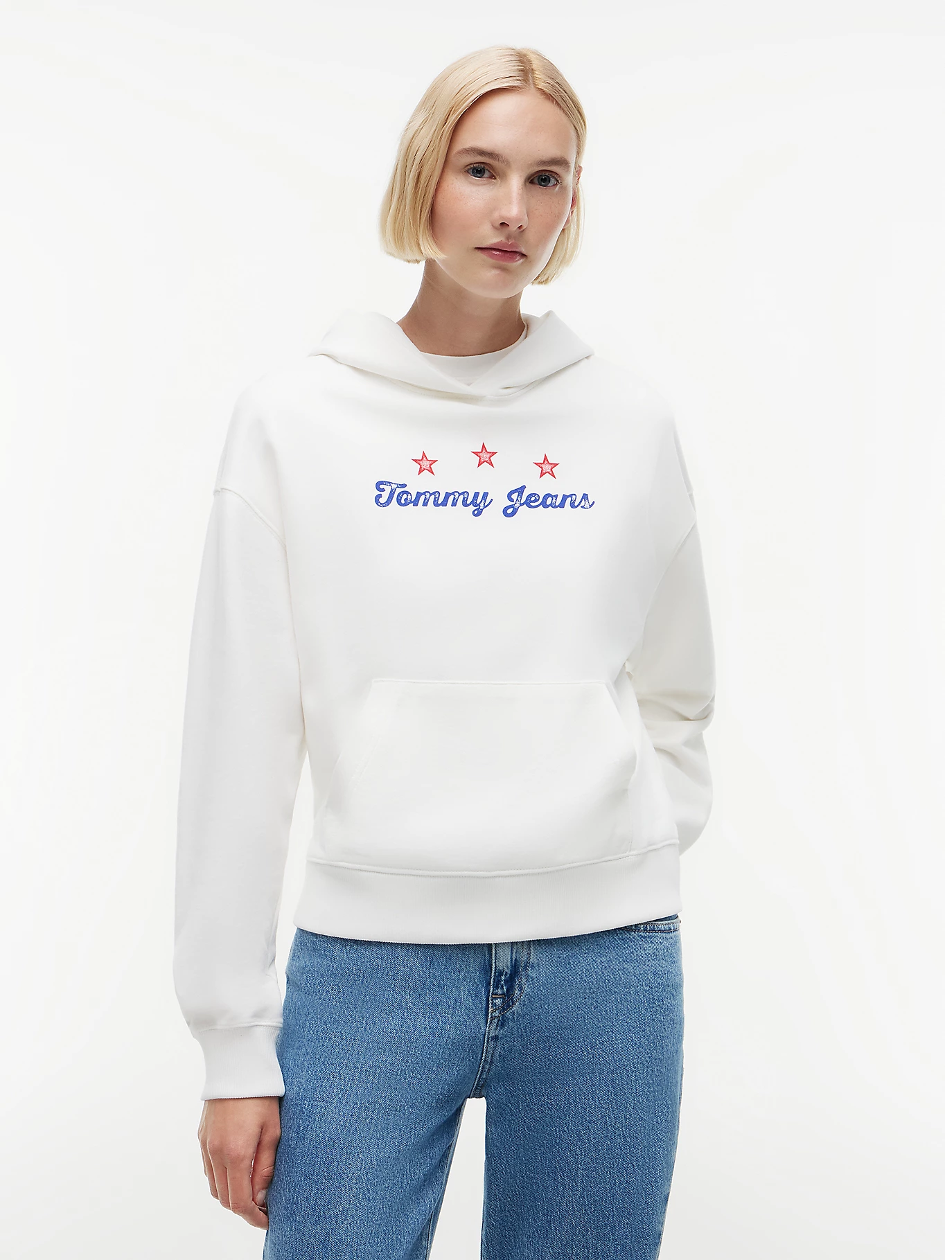 detail Tommy Jeans dámska biela mikina
