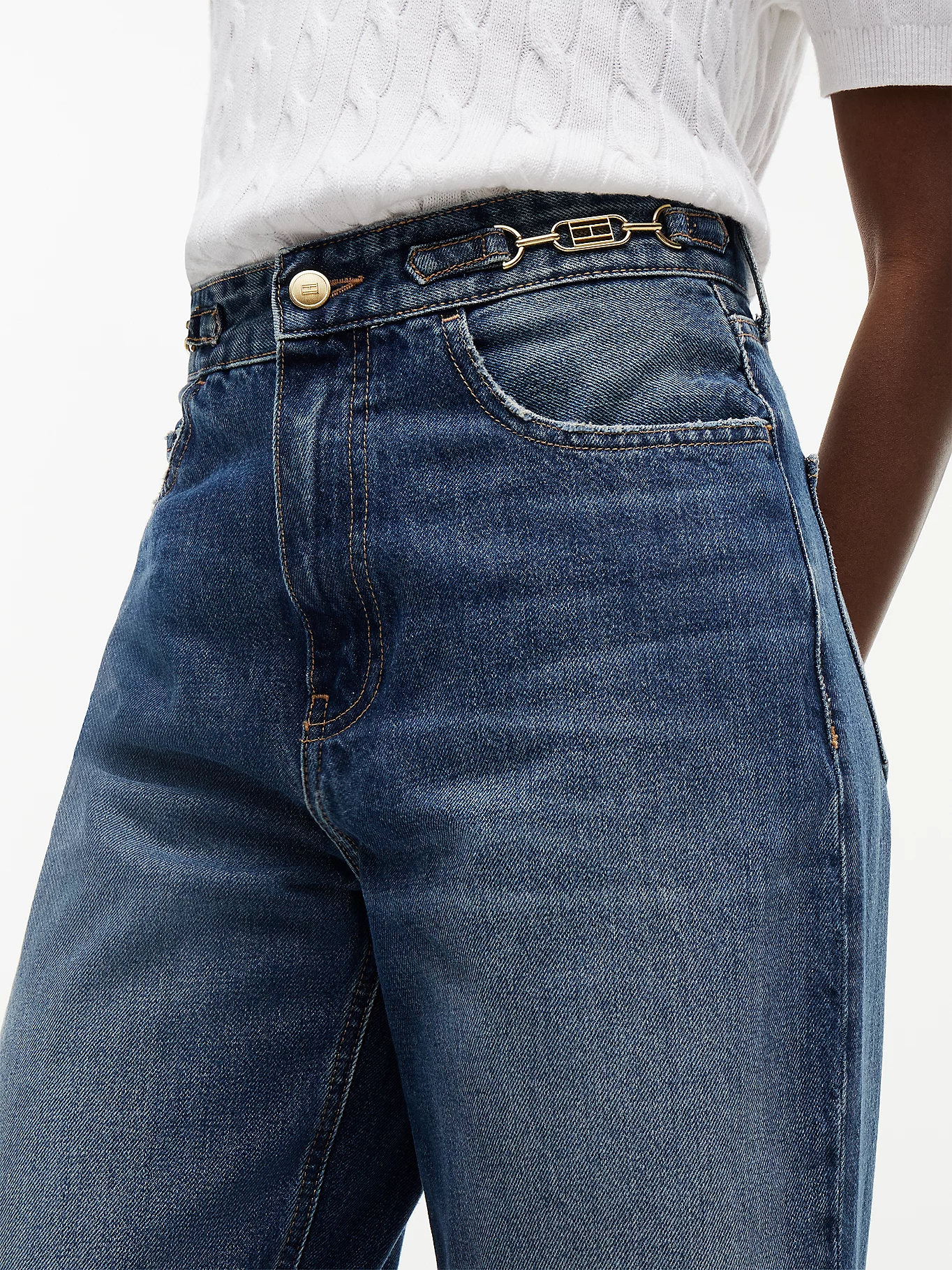 detail Tommy Hilfiger dámske modré džínsy