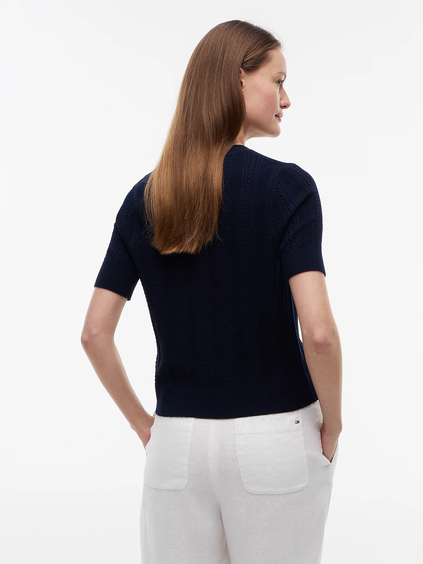 detail Tommy Hilfiger dámsky tmavomodrý svetrík