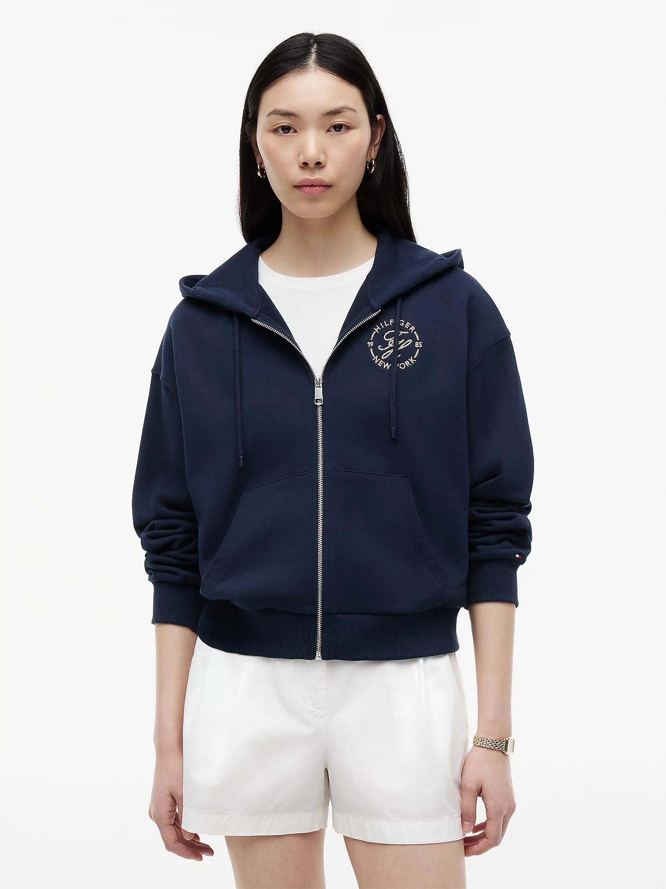 detail Tommy Hilfiger dámska tmavo modrá mikina