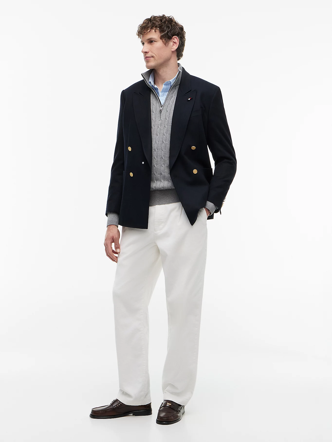 detail Tommy Hilfiger pánsky šedý sveter