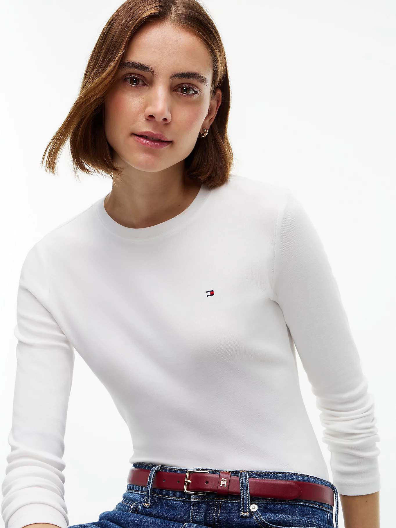 detail Tommy Hilfiger dámske biele tričko