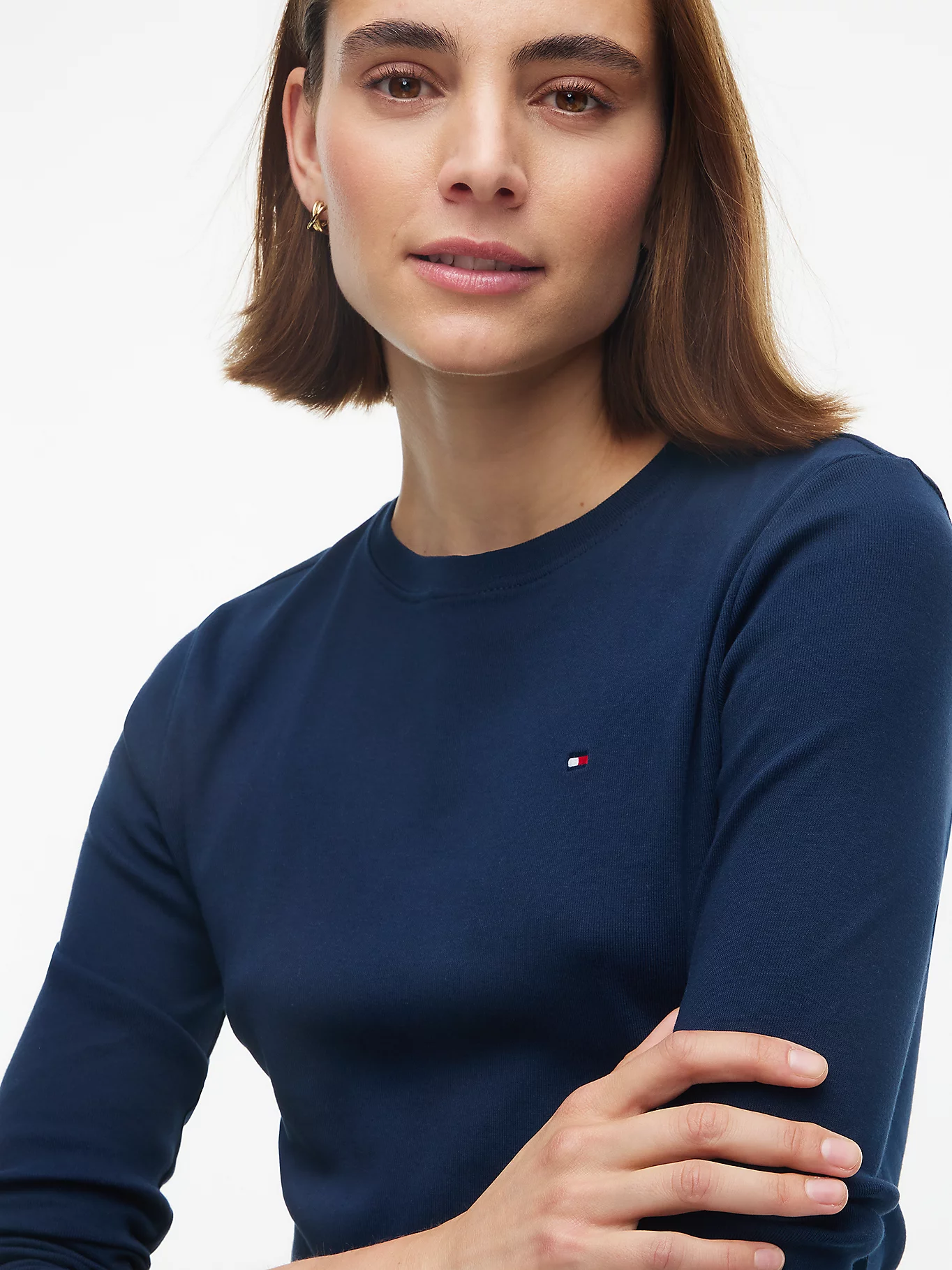 detail Tommy Hilfiger dámske tmavo modré tričko