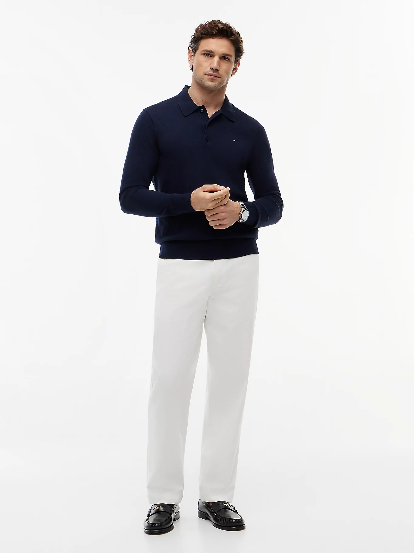 detail Tommy Hilfiger pánsky tmavomodrý sveter