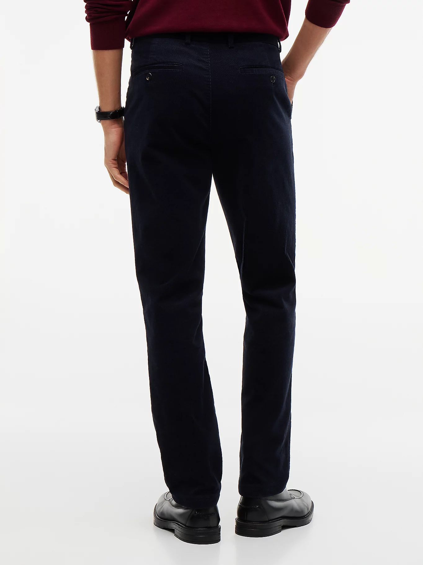 detail Tommy Hilfiger pánske tmavo modré menčestrové nohavice
