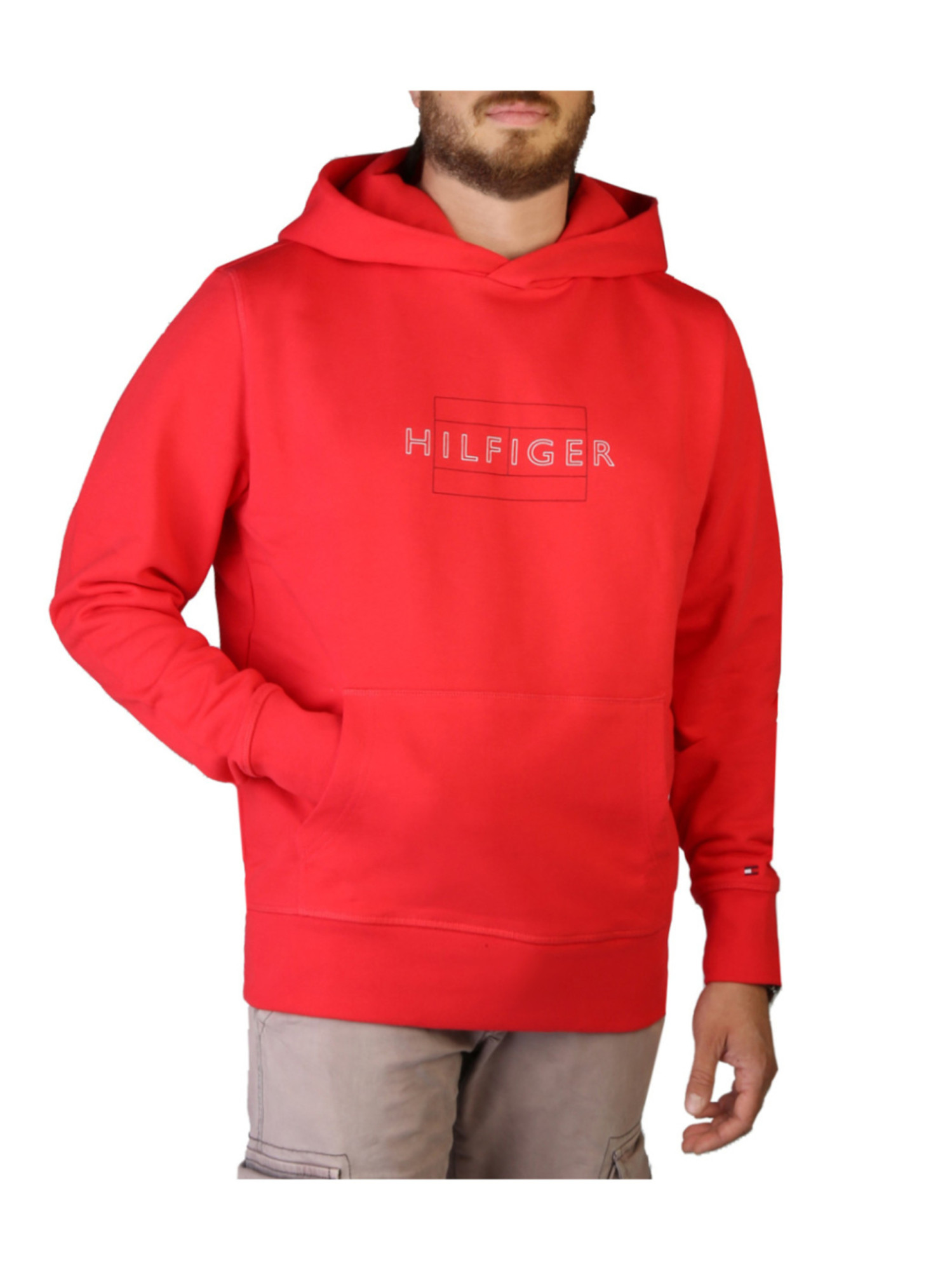 detail Tommy Hilfiger pánska červená mikina Linear