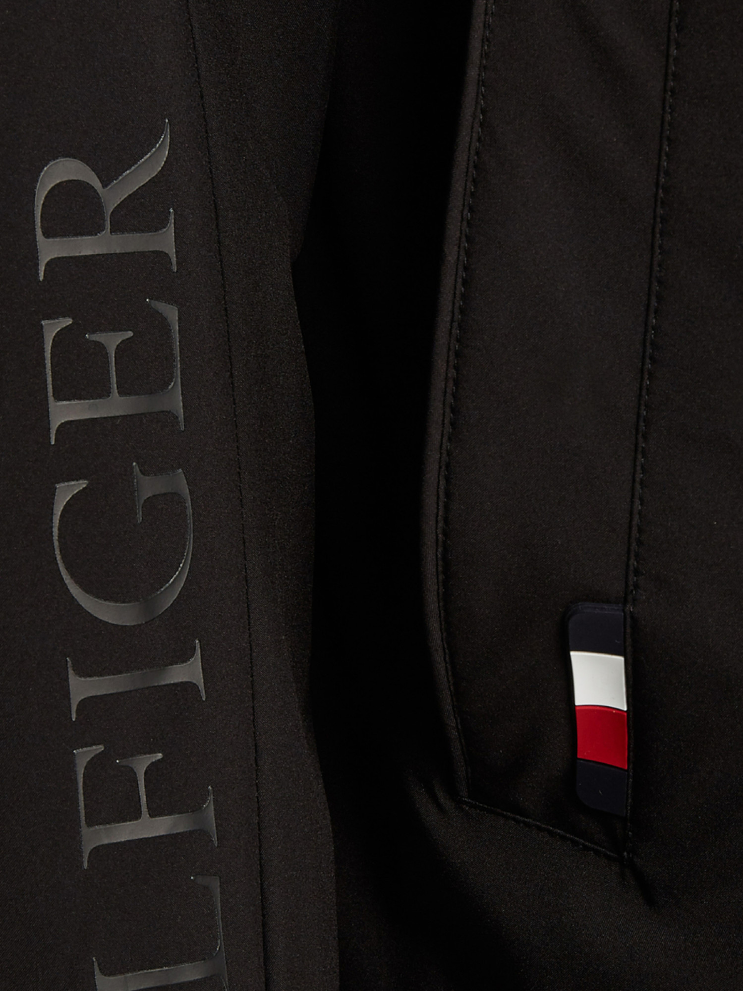 detail Tommy Hilfiger pánska čierna bunda