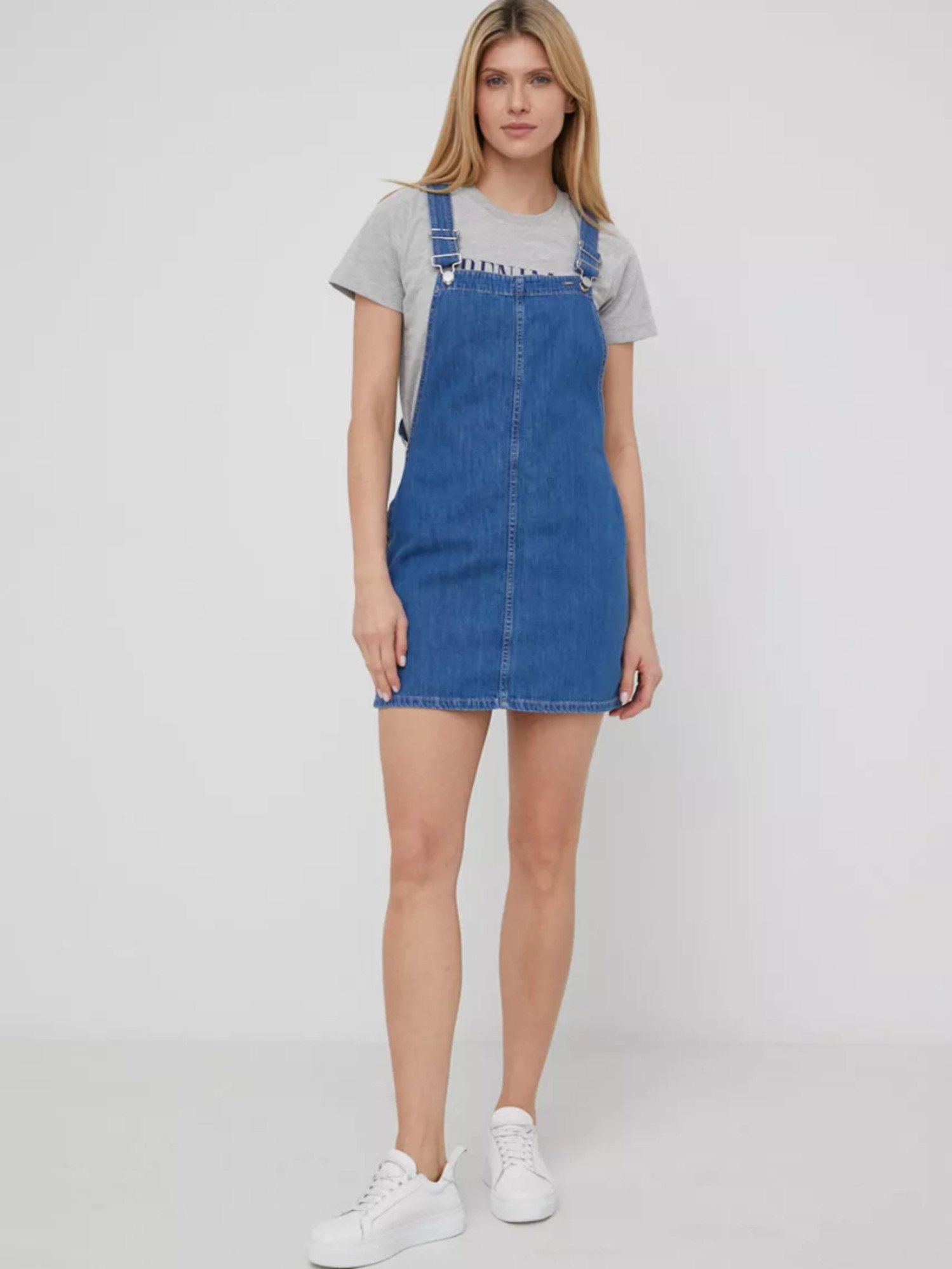detail Pepe Jeans dámske modré džínsové šaty Crane
