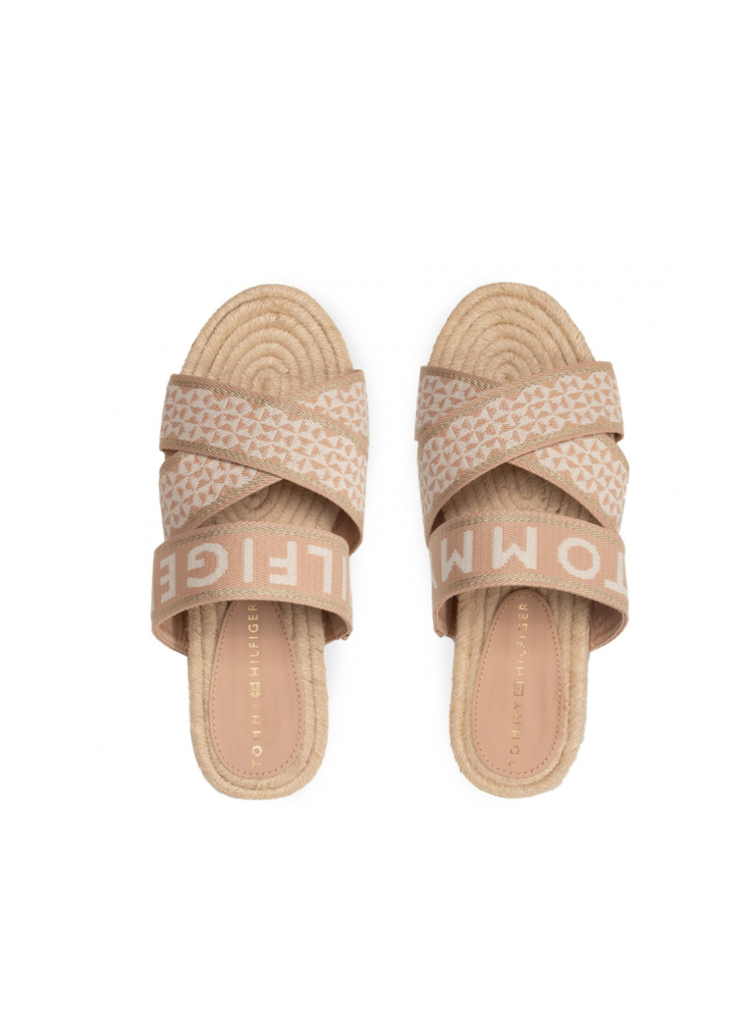 detail Tommy Hilfiger dámske krémové šľapky