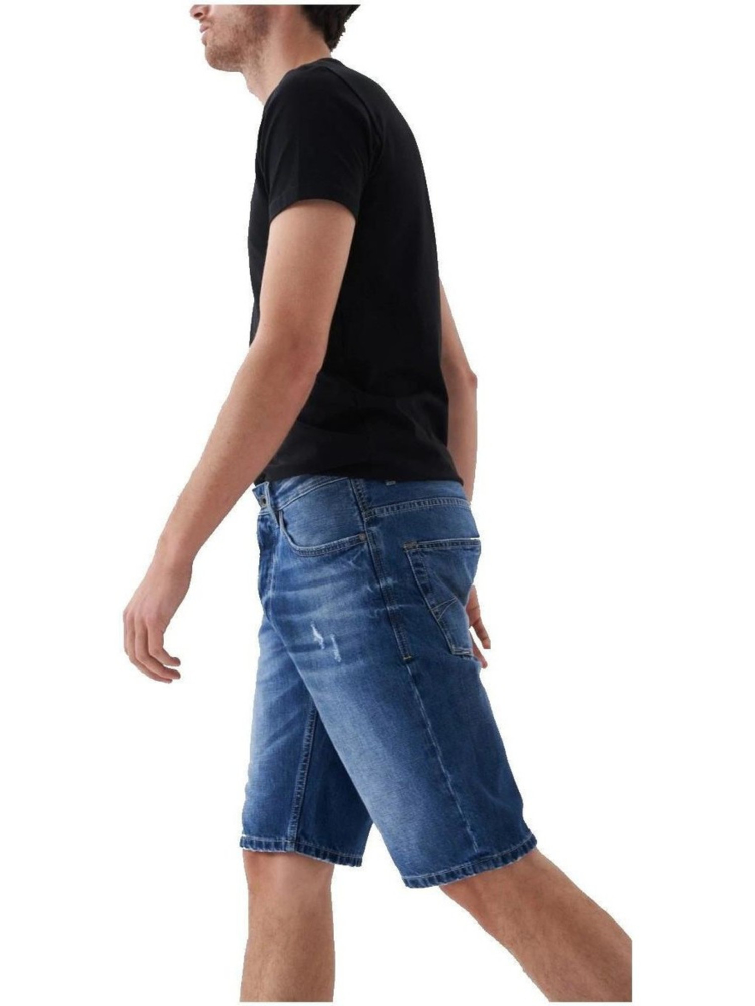 detail Salsa Jeans pánske modré džínsové šortky