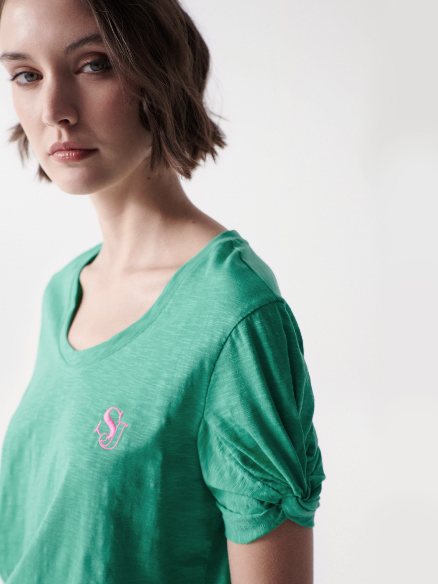 detail Salsa Jeans dámske zelené tričko