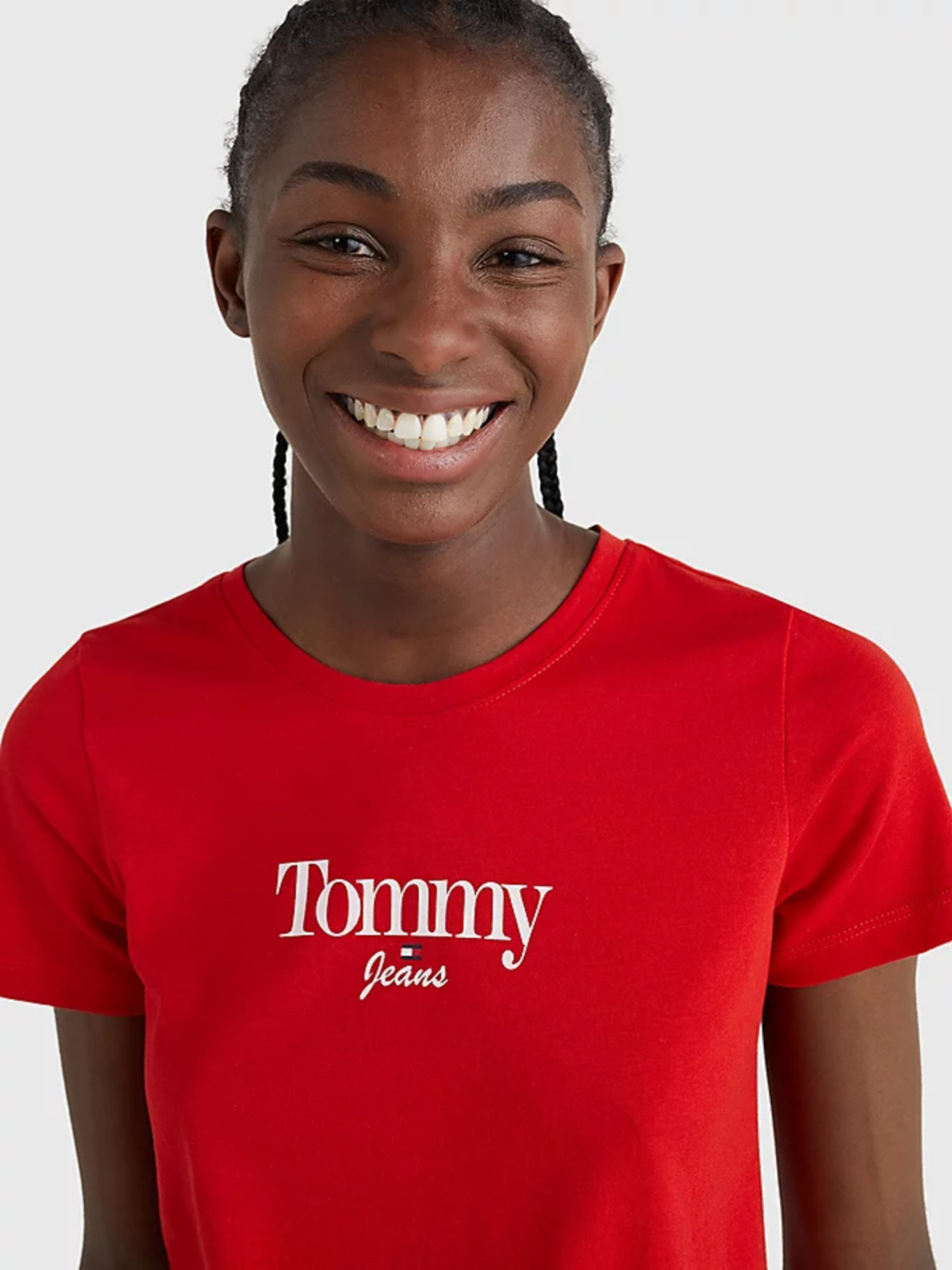 detail Tommy Jeans dámske červené tričko