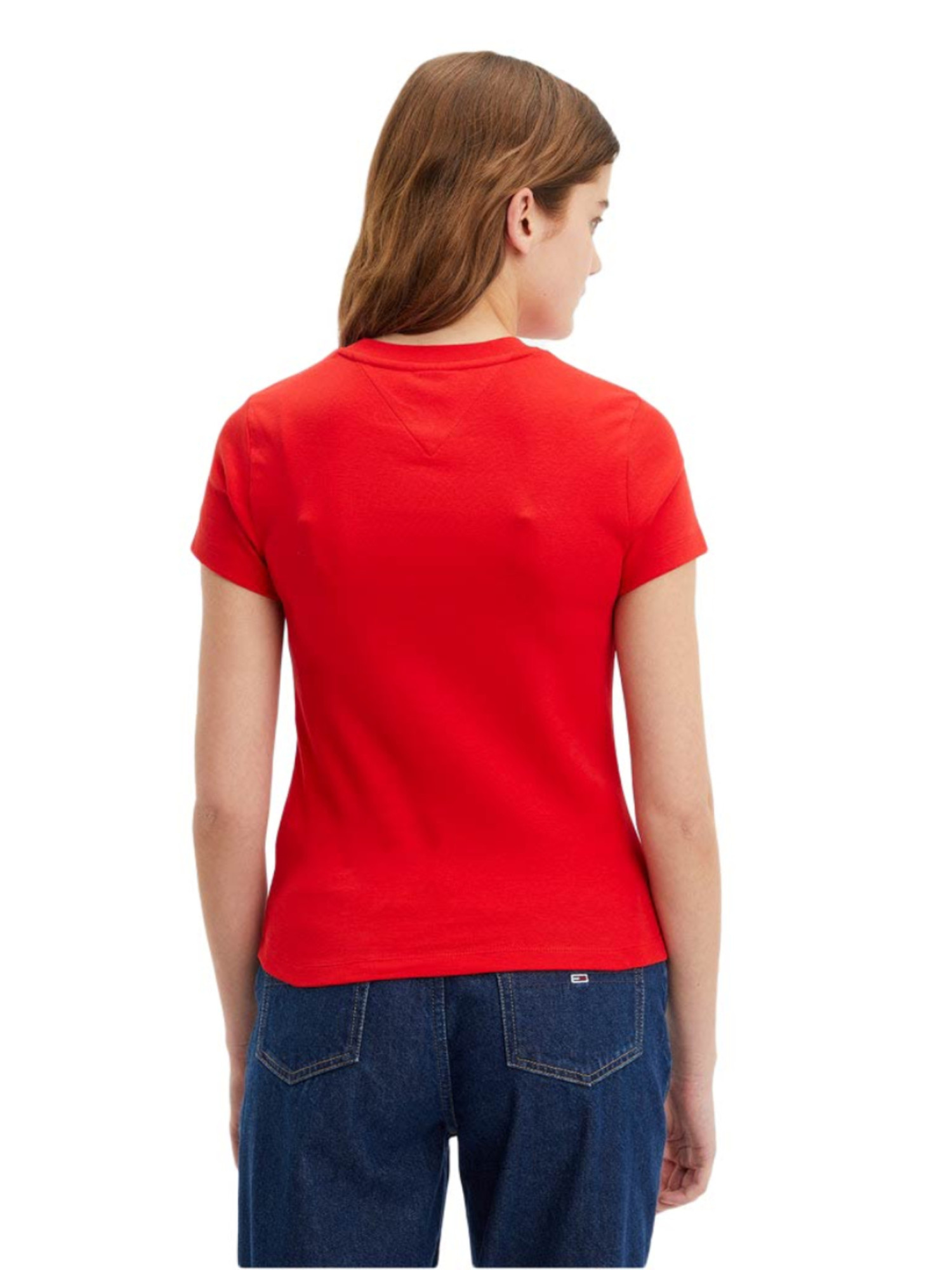 detail Tommy Jeans dámske červené tričko