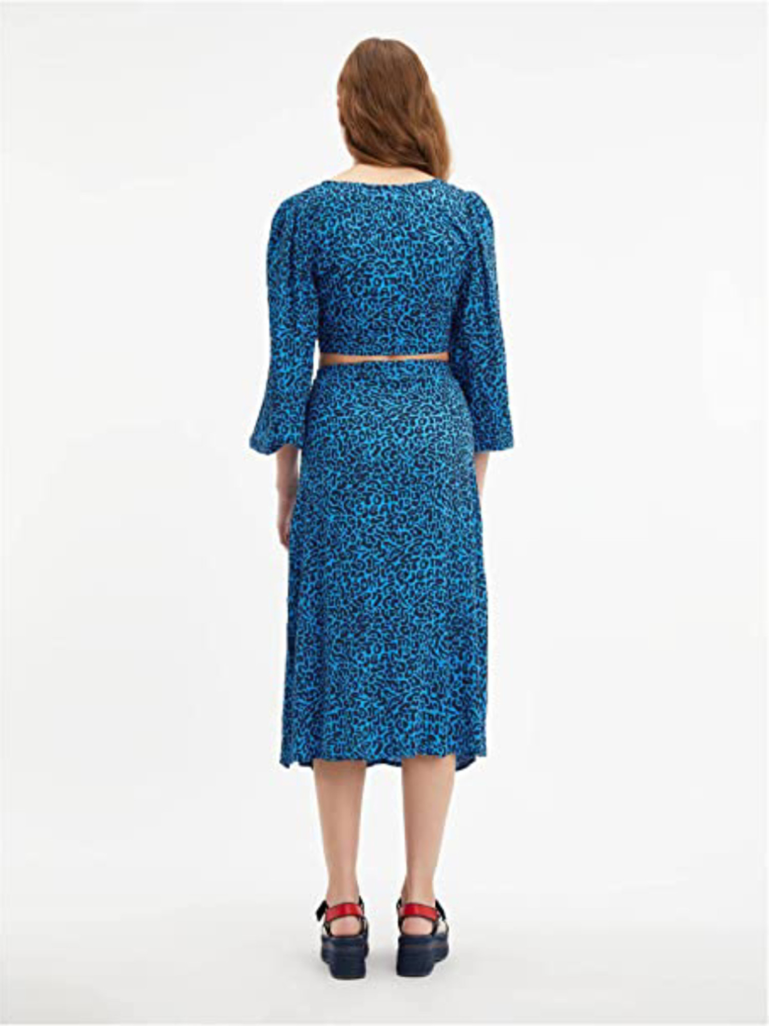 detail Tommy Jeans dámska modrá vzorovaná sukňa