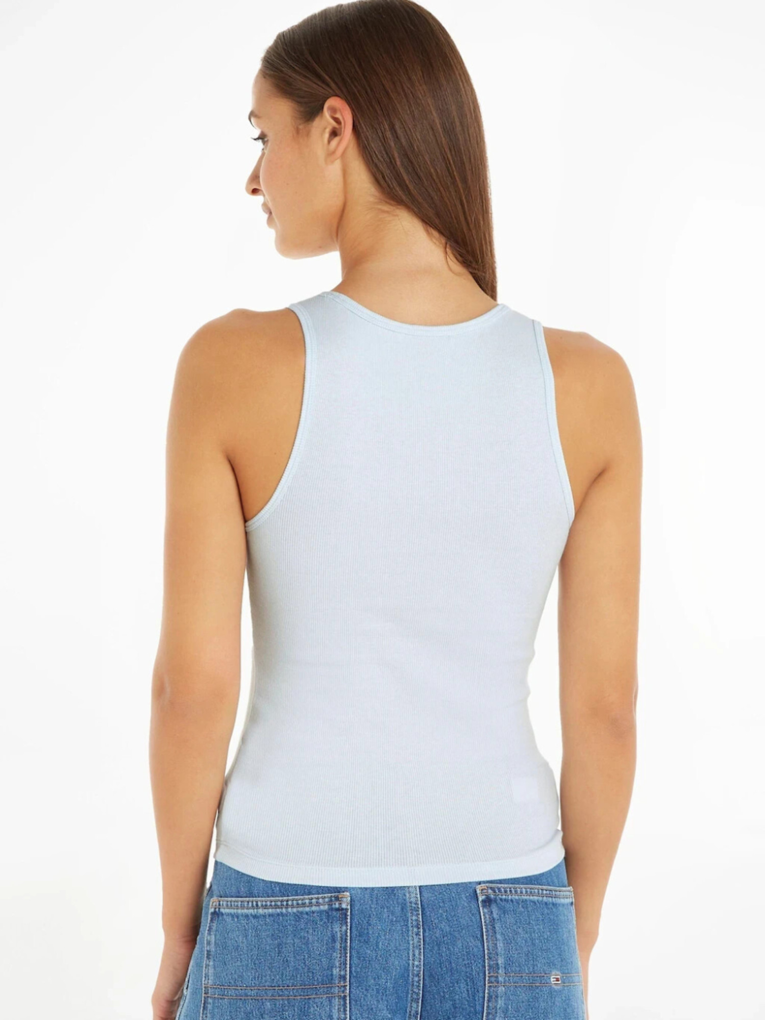 detail Tommy Jeans dámsky svetlo modrý top