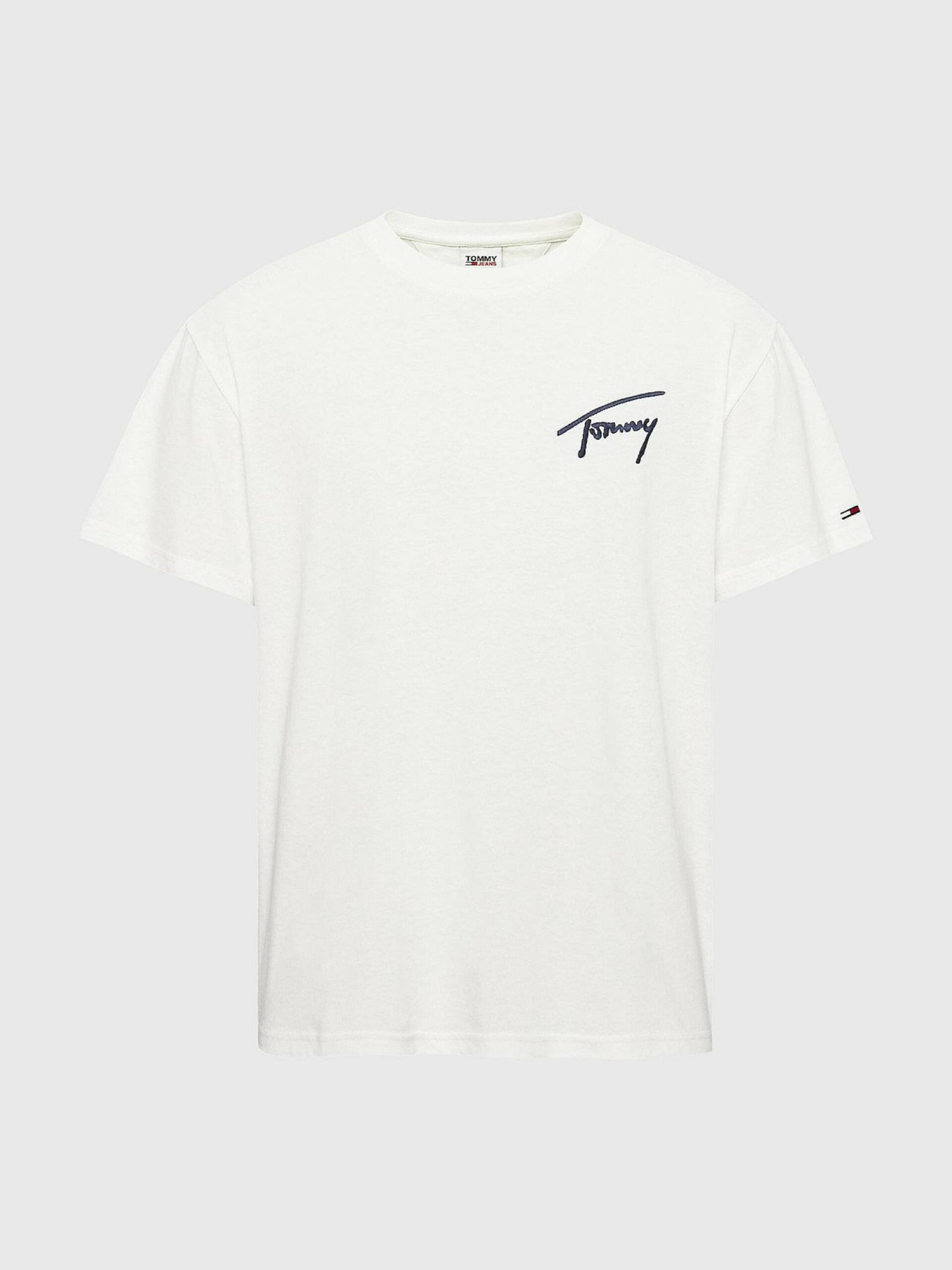 detail Tommy Jeans pánske biele tričko SIGNATURE