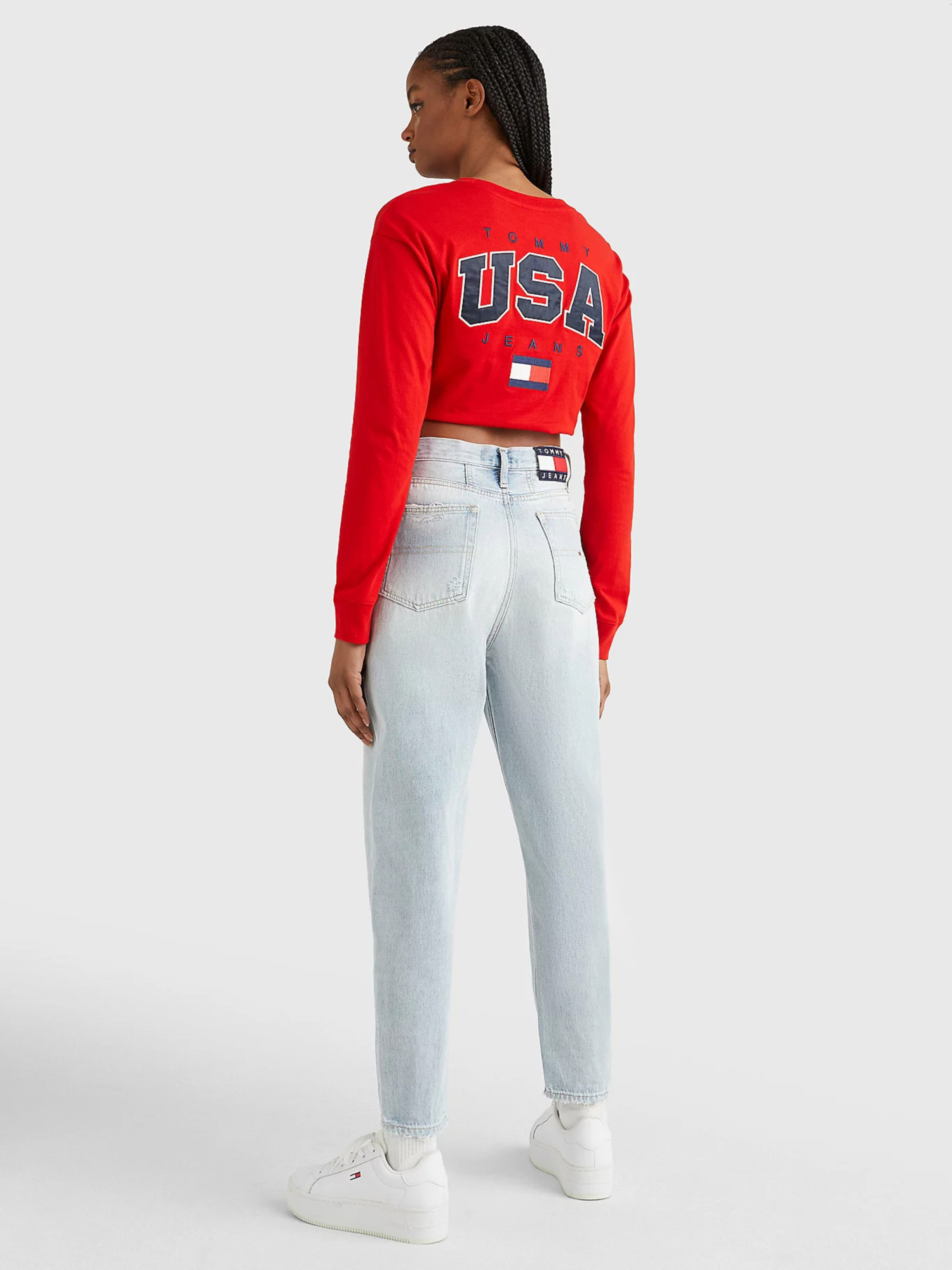 detail Tommy Jeans dámske svetlomodré džínsy