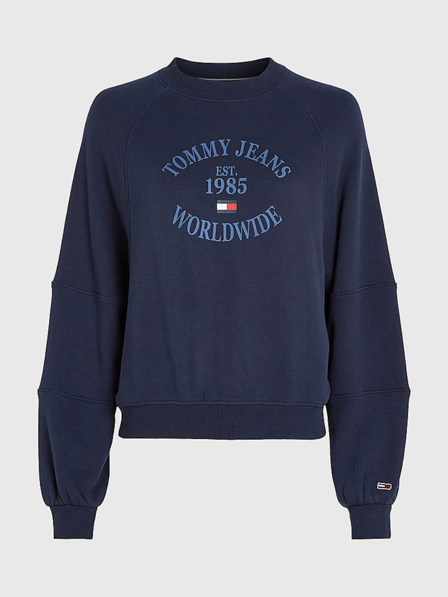 detail Tommy Jeans dámska tmavo modrá mikina WORLDWIDE
