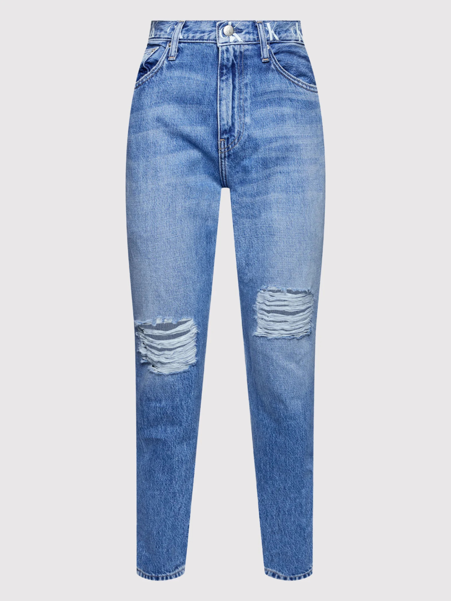 detail Calvin Klein dámske modré džínsy