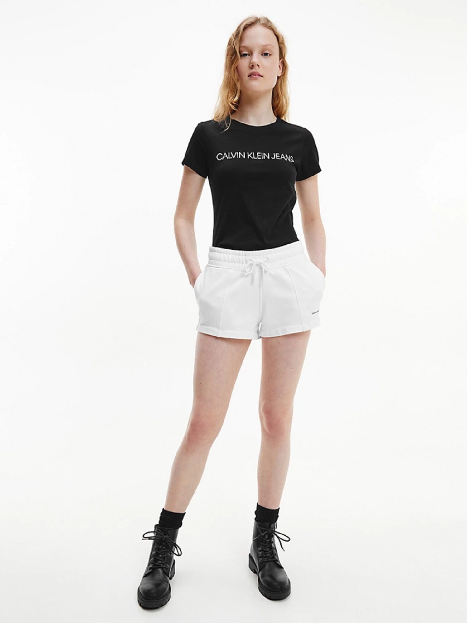 detail Calvin Klein dámske čierne tričká 2 pack