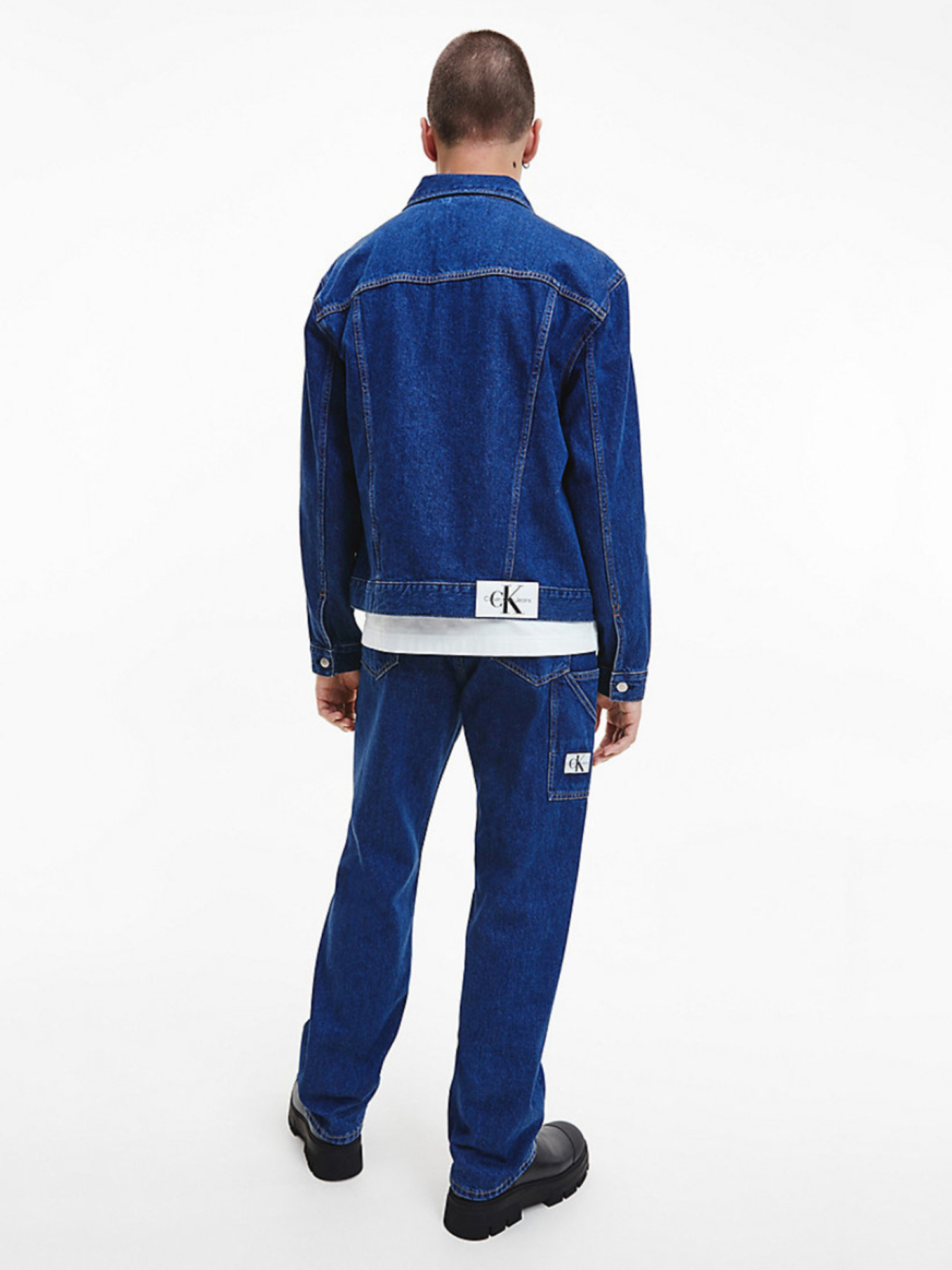 detail Calvin Klein pánska modrá džínsová bunda