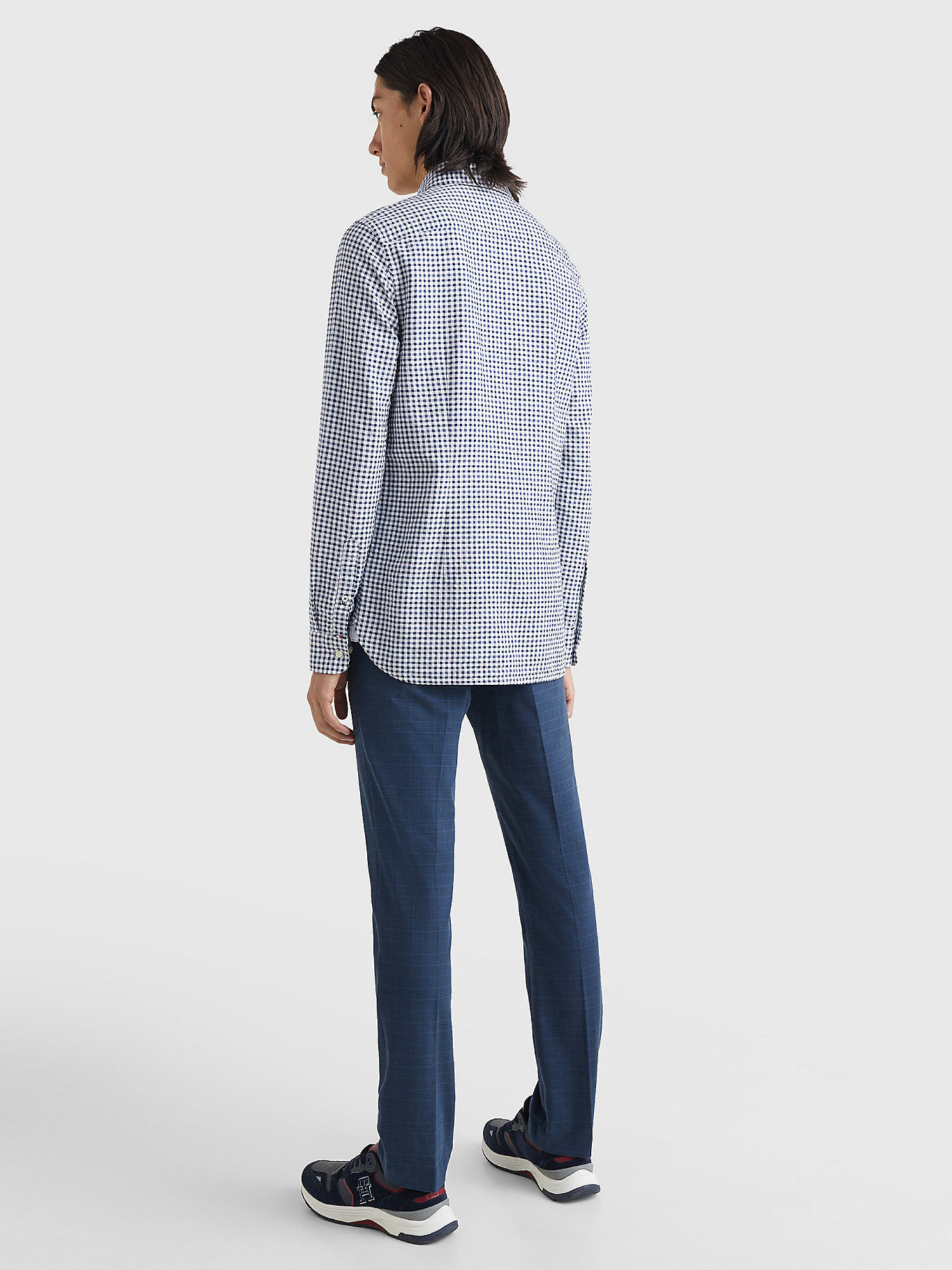 detail Tommy Hilfiger pánska modrá kockovaná košeľa