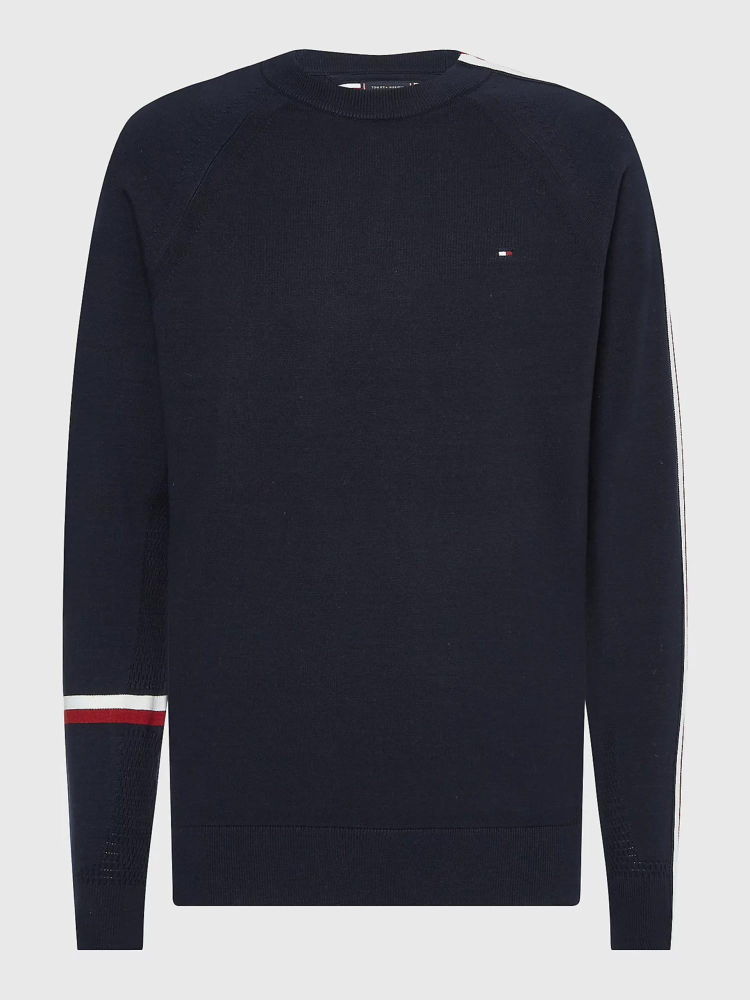 detail Tommy Hilfiger pánsky tmavomodrý sveter Global stripe