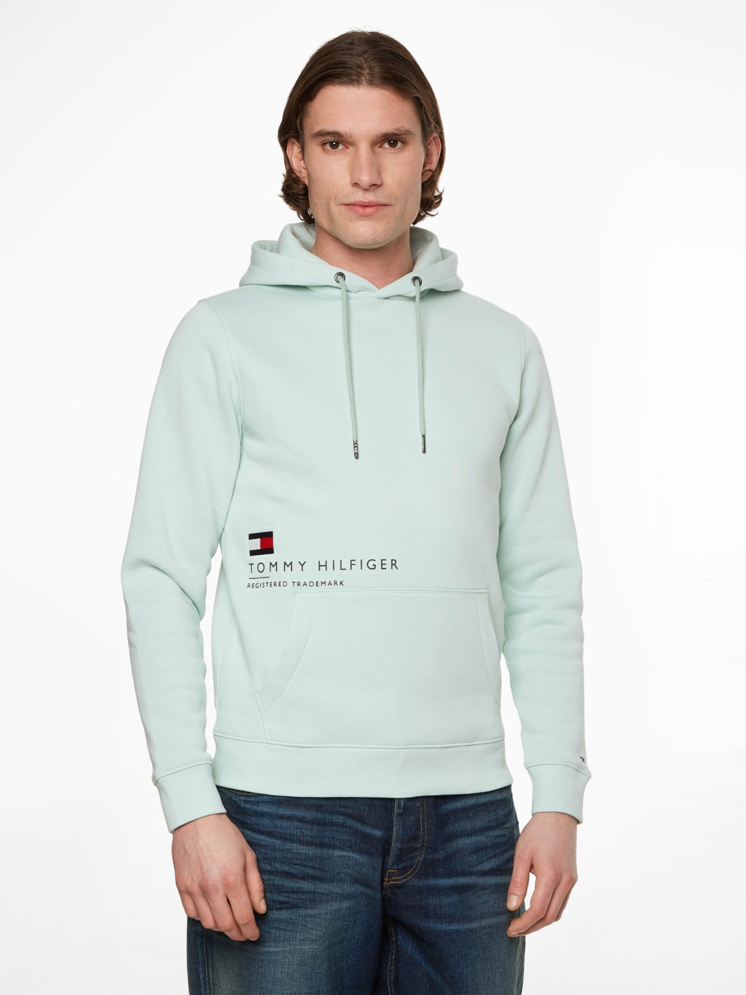 detail Tommy Hilfiger pánska mintová mikina