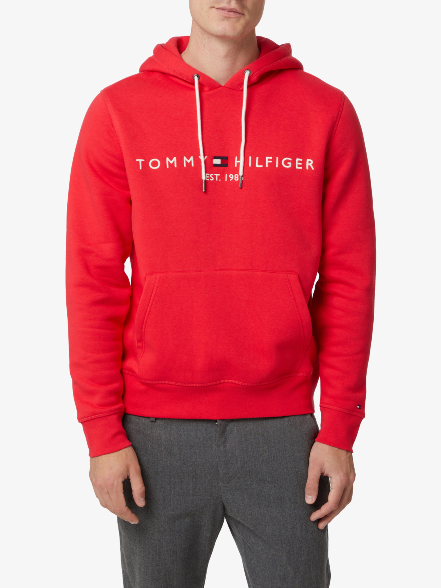 detail Tommy Hilfiger pánska červená mikina Logo Hoody