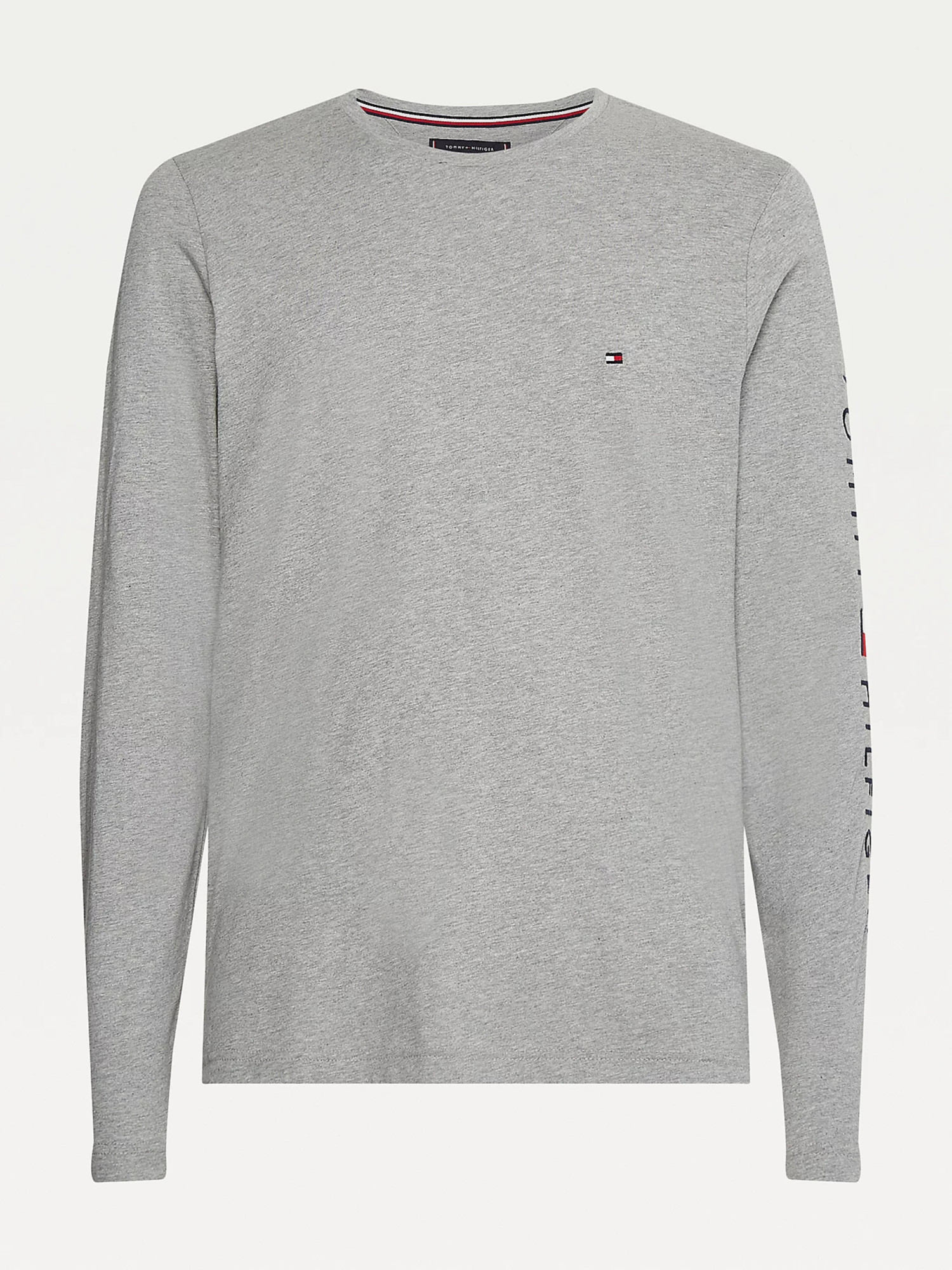 detail Tommy Hilfiger pánske šedé tričko s dlhým rukávom