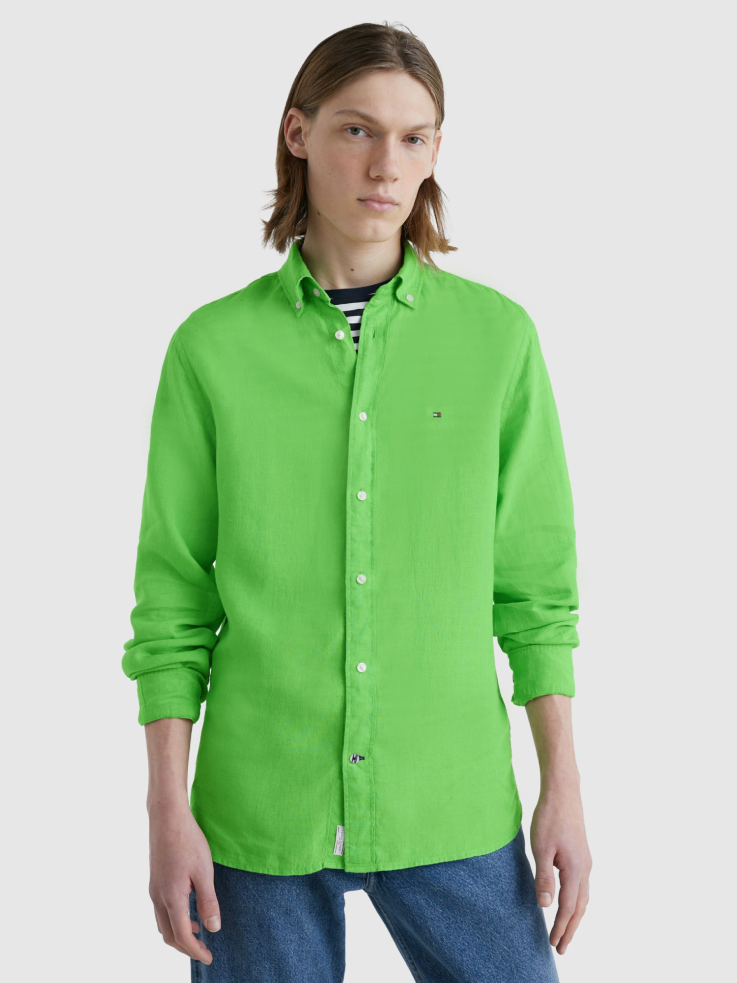 detail Tommy Hilfiger pánska zelená košeľa