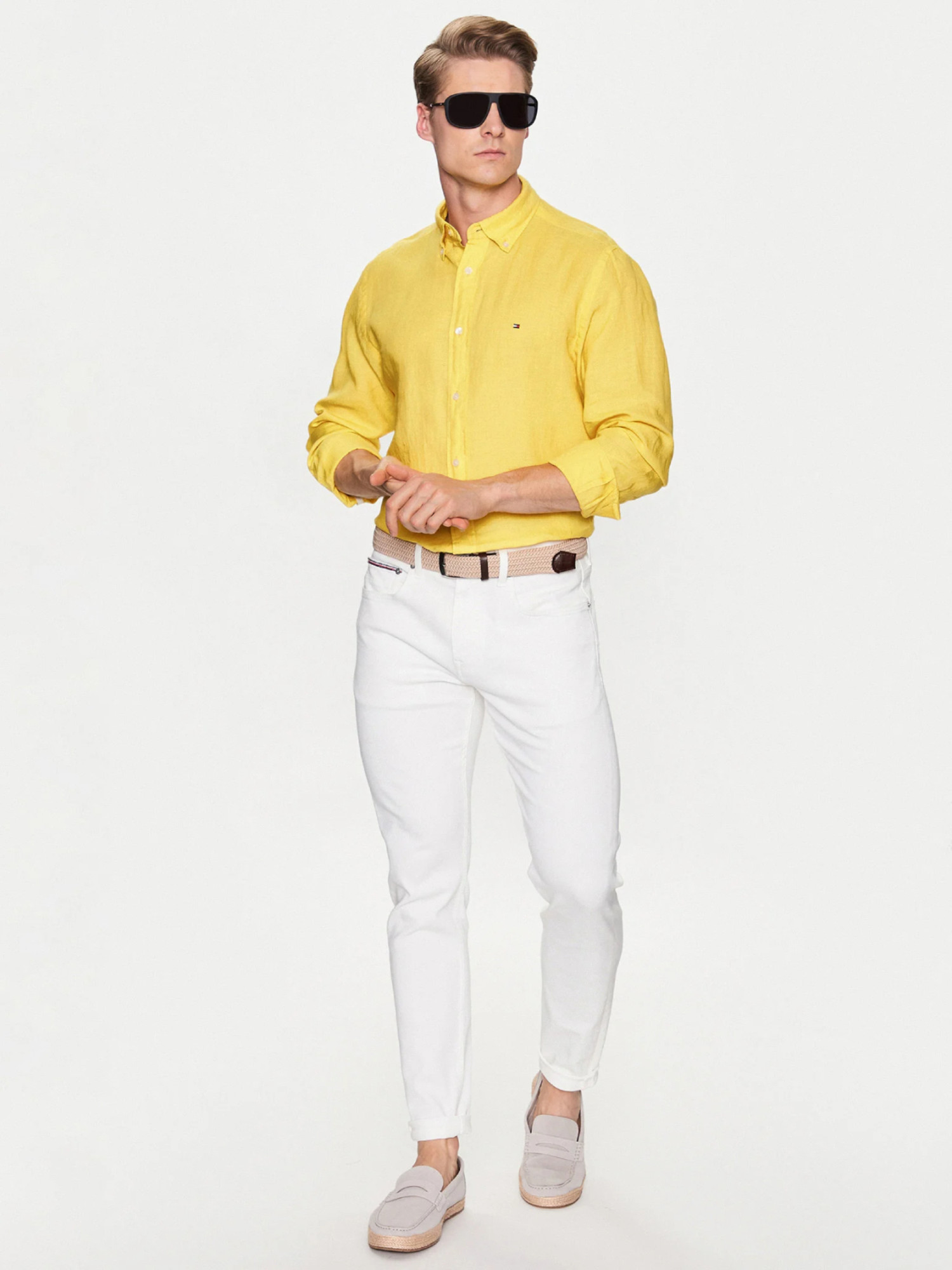 detail Tommy Hilfiger pánska žltá košeľa