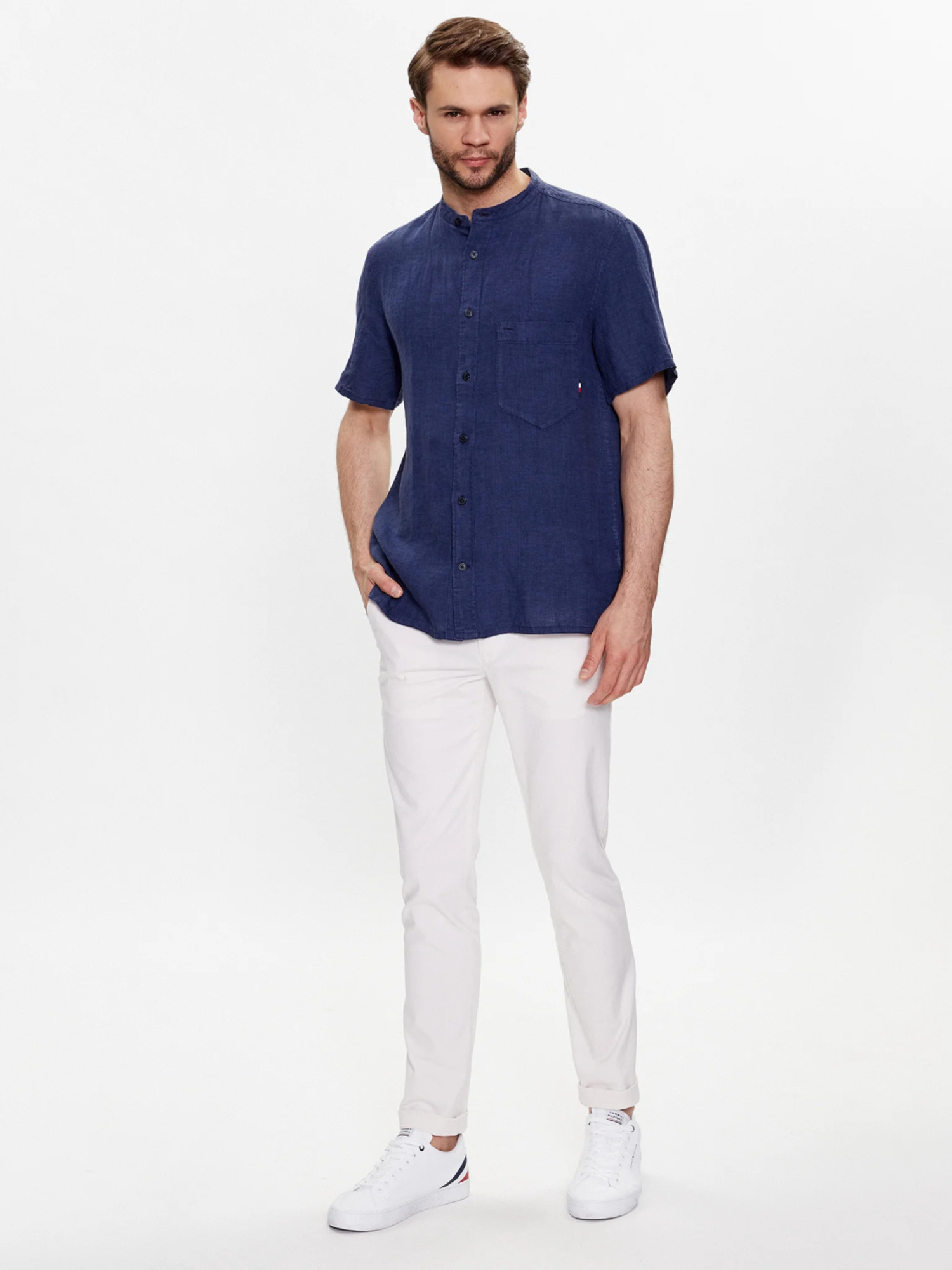 detail Tommy Hilfiger pánska modrá košeľa