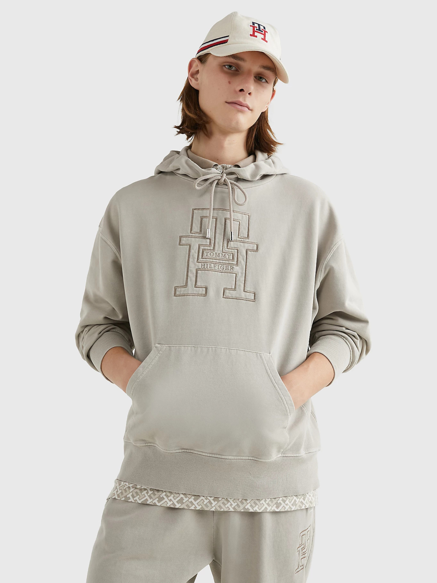 detail Tommy Hilfiger pánska béžová mikina garment