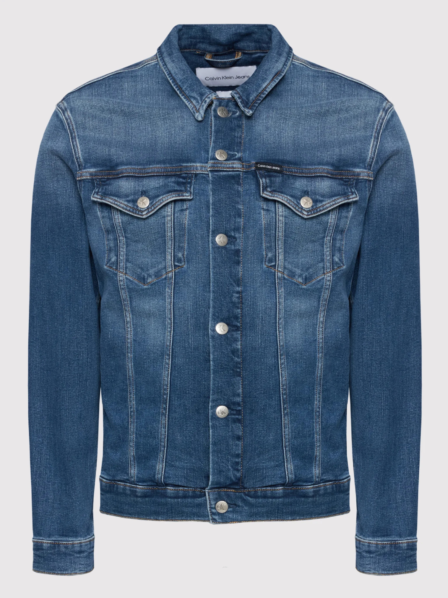 detail Calvin Klein pánska modrá džínsová bunda