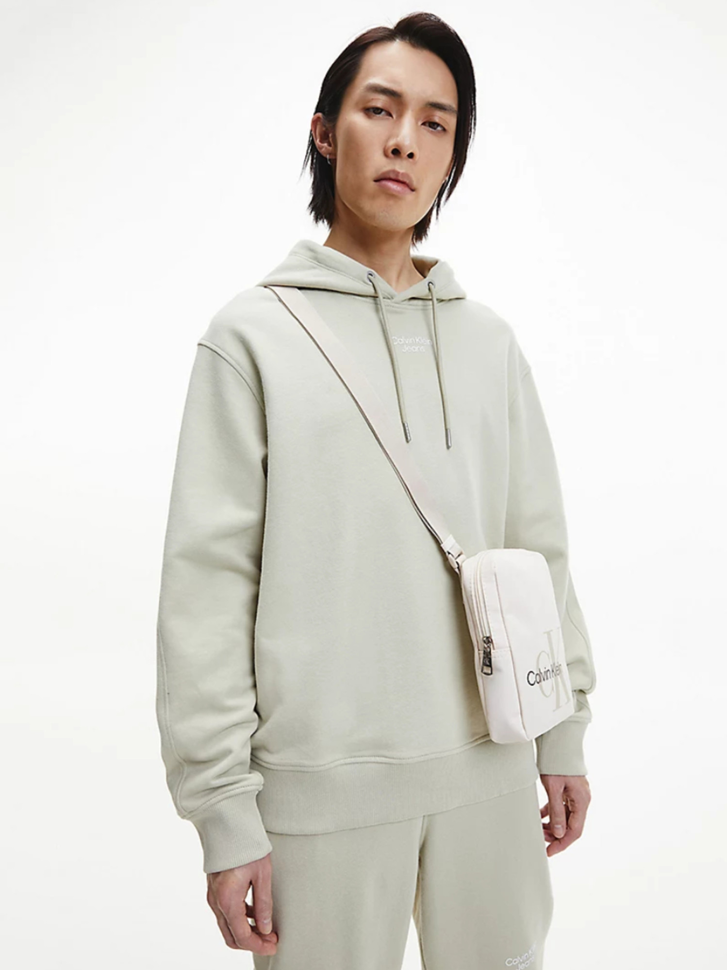 detail Calvin Klein pánska svetlozelená mikina