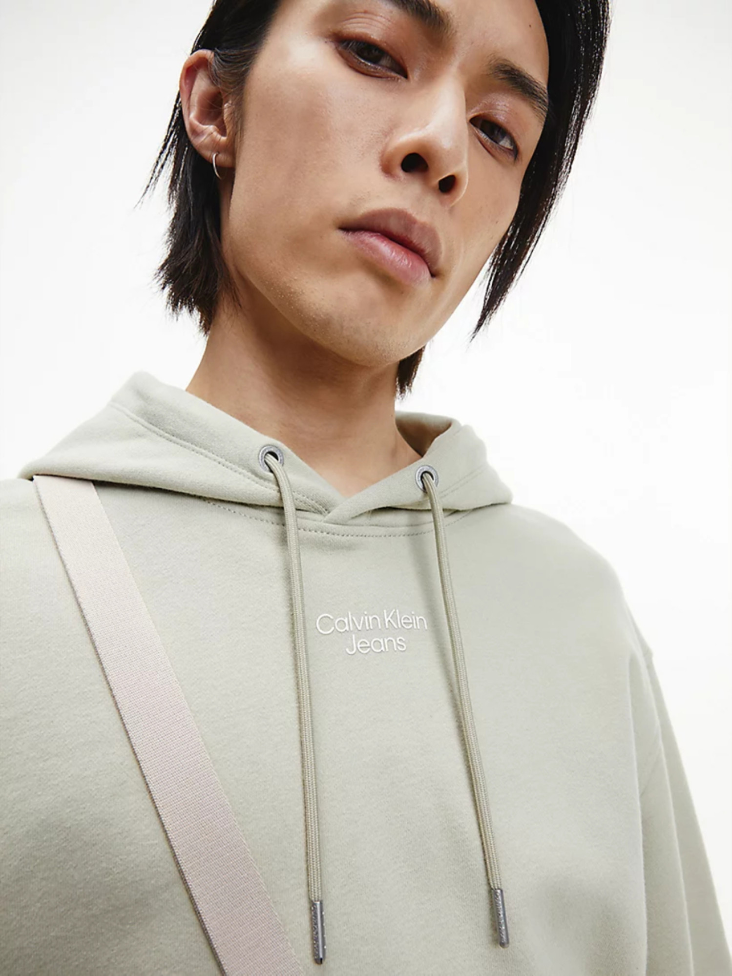 detail Calvin Klein pánska svetlozelená mikina